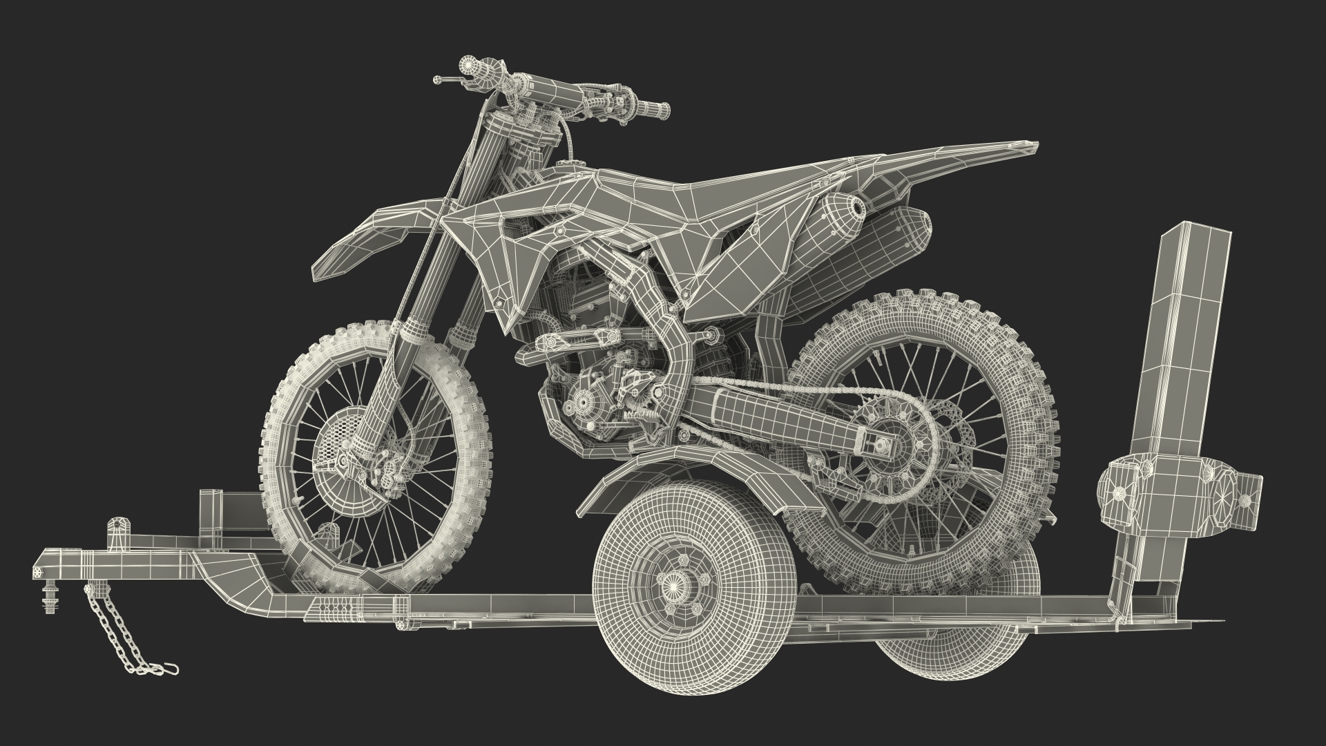 3D Stinger Folding Motorcycle Trailer with Honda CRF250R model