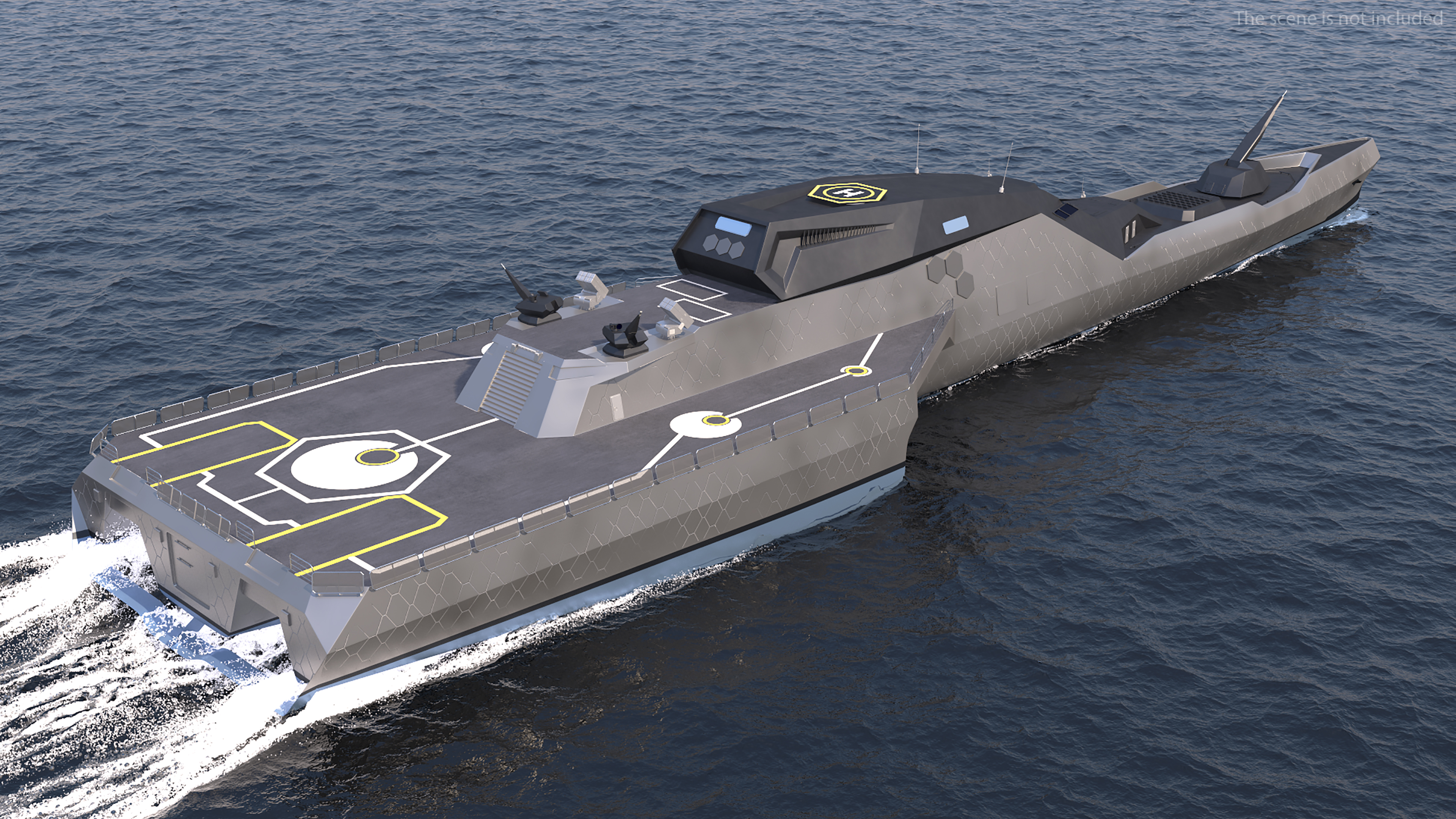 3D model Blue Shark Frigate Rigged