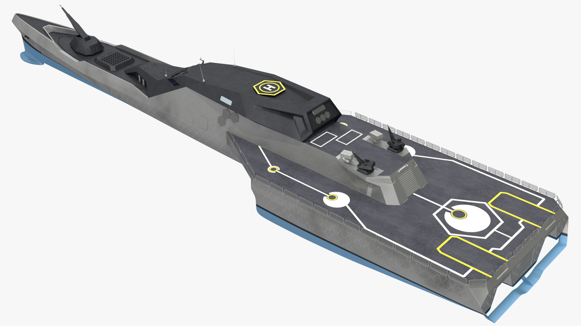3D model Blue Shark Frigate Rigged