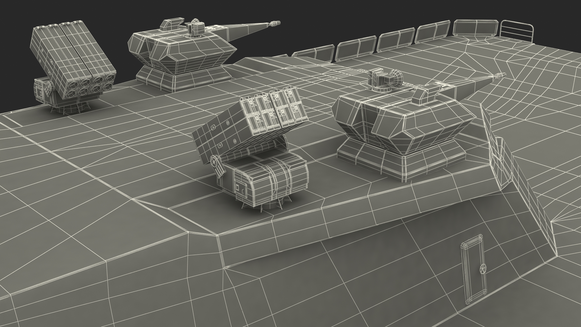 3D model Blue Shark Frigate Rigged