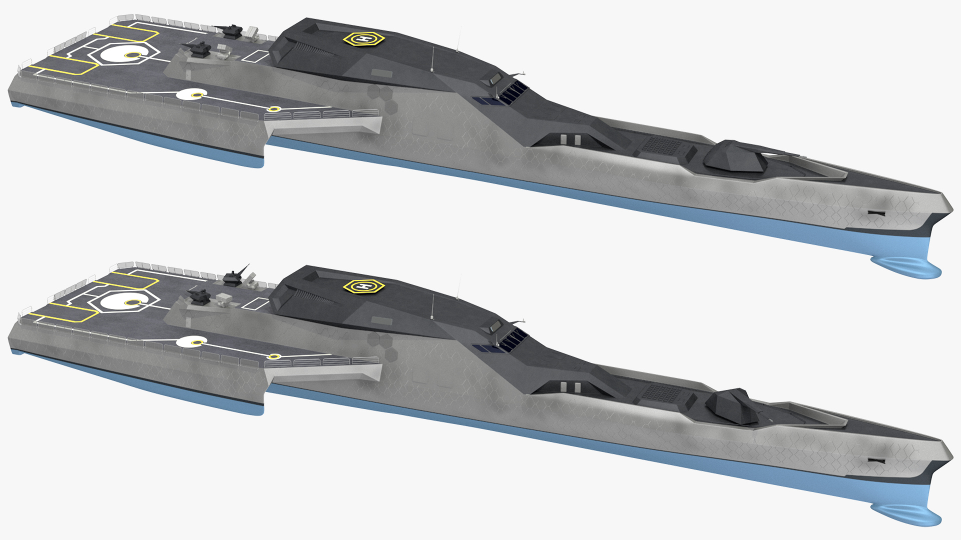 3D model Blue Shark Frigate Rigged