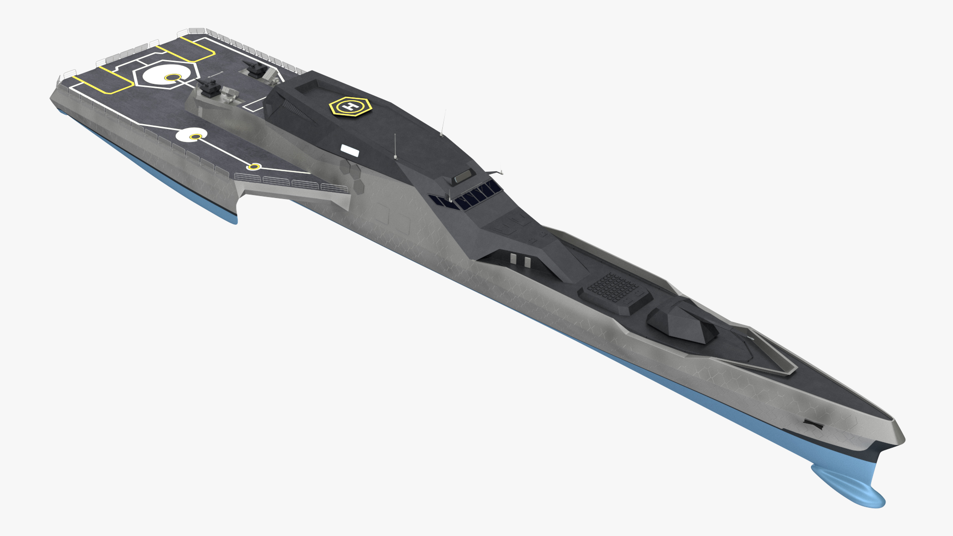 3D model Blue Shark Frigate Rigged