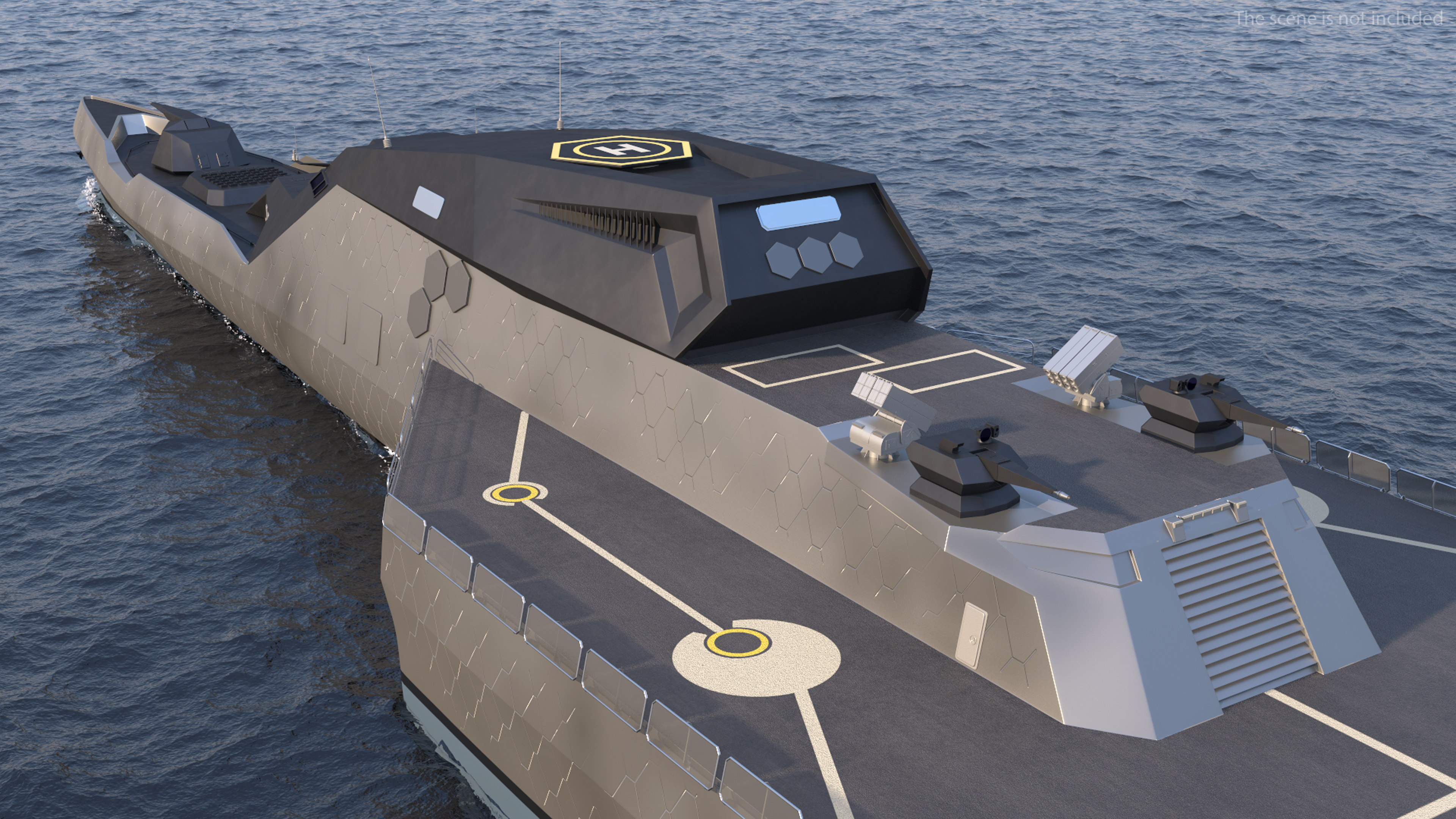 3D model Blue Shark Frigate Rigged