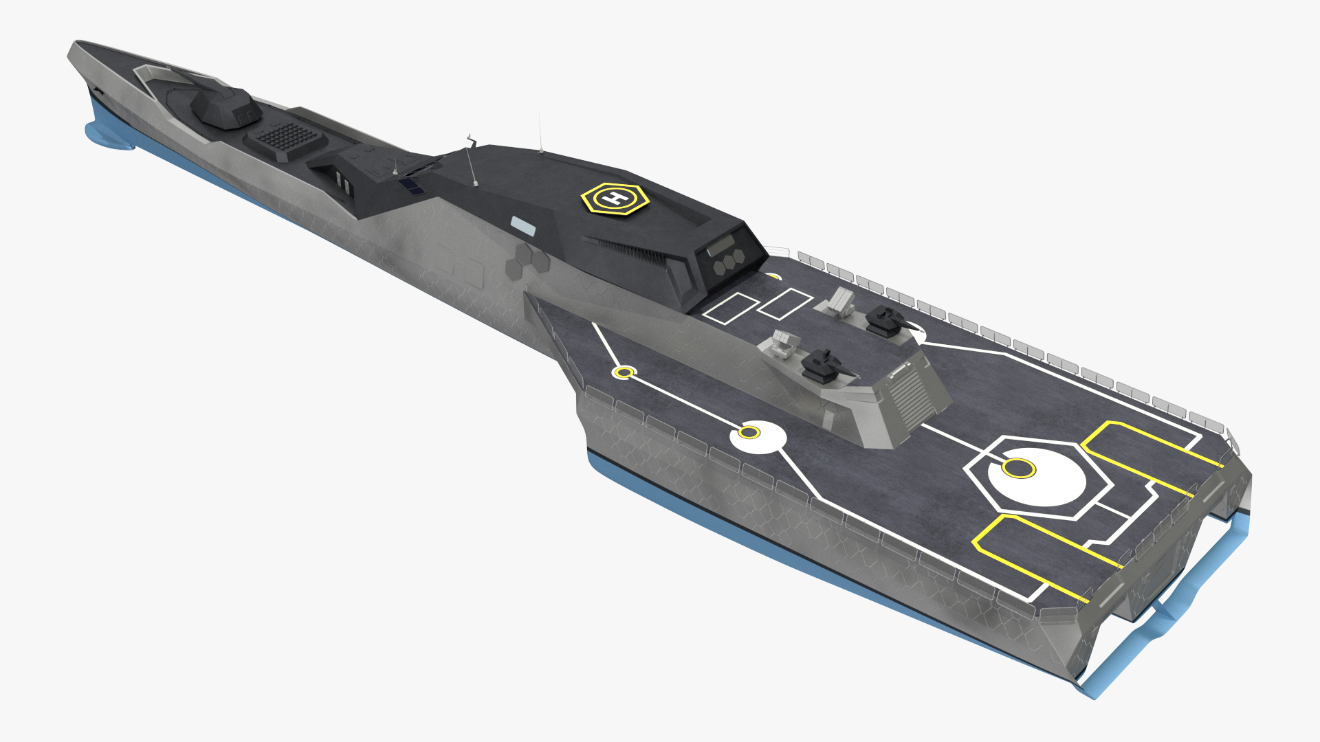 3D model Blue Shark Frigate Rigged