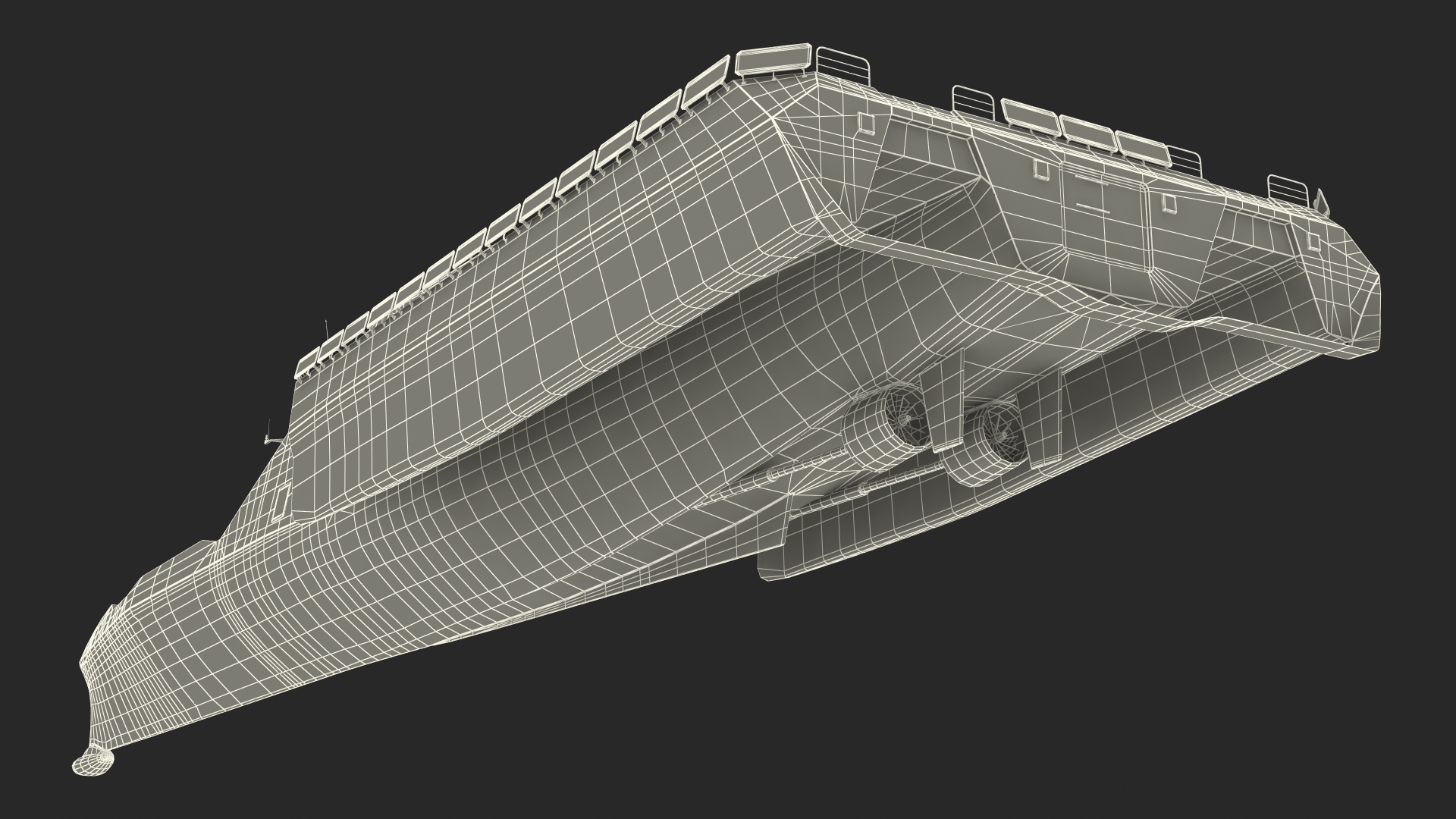 3D model Blue Shark Frigate Rigged
