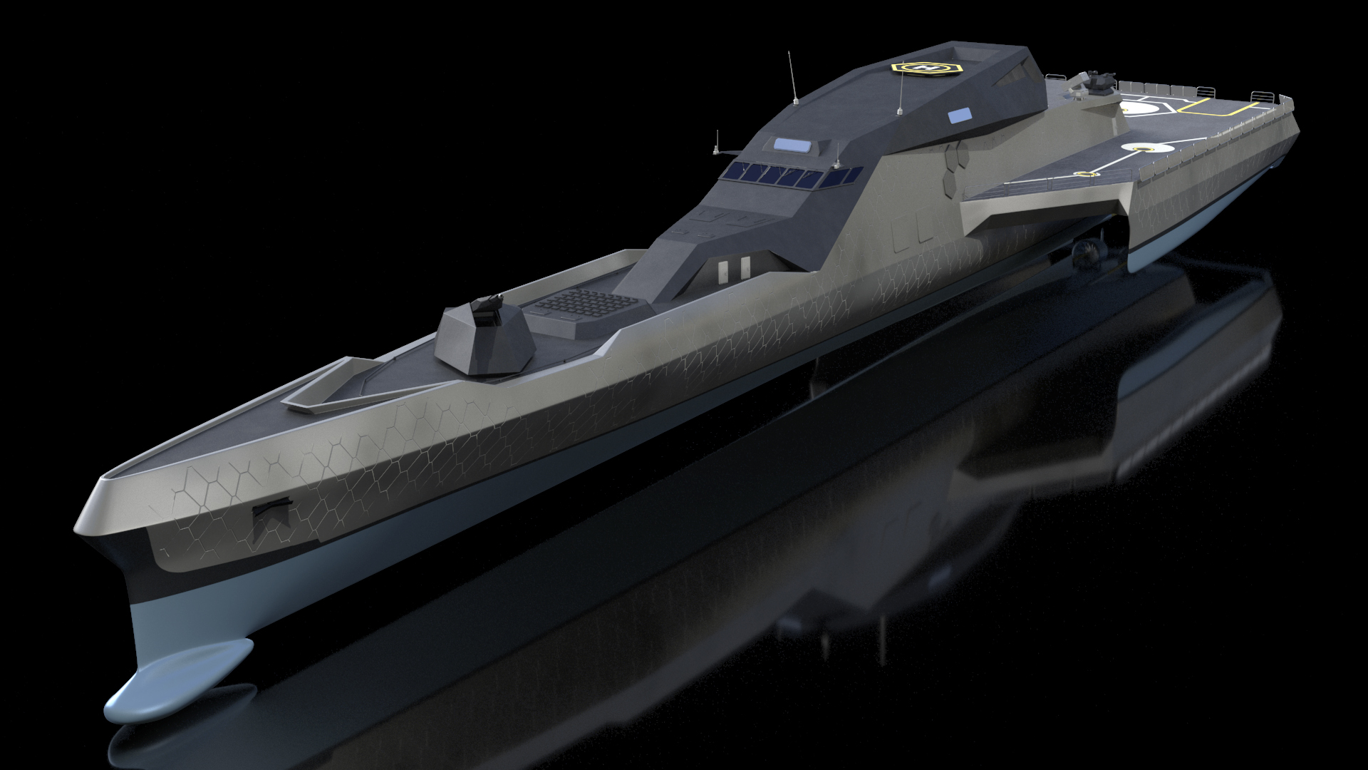 3D model Blue Shark Frigate Rigged