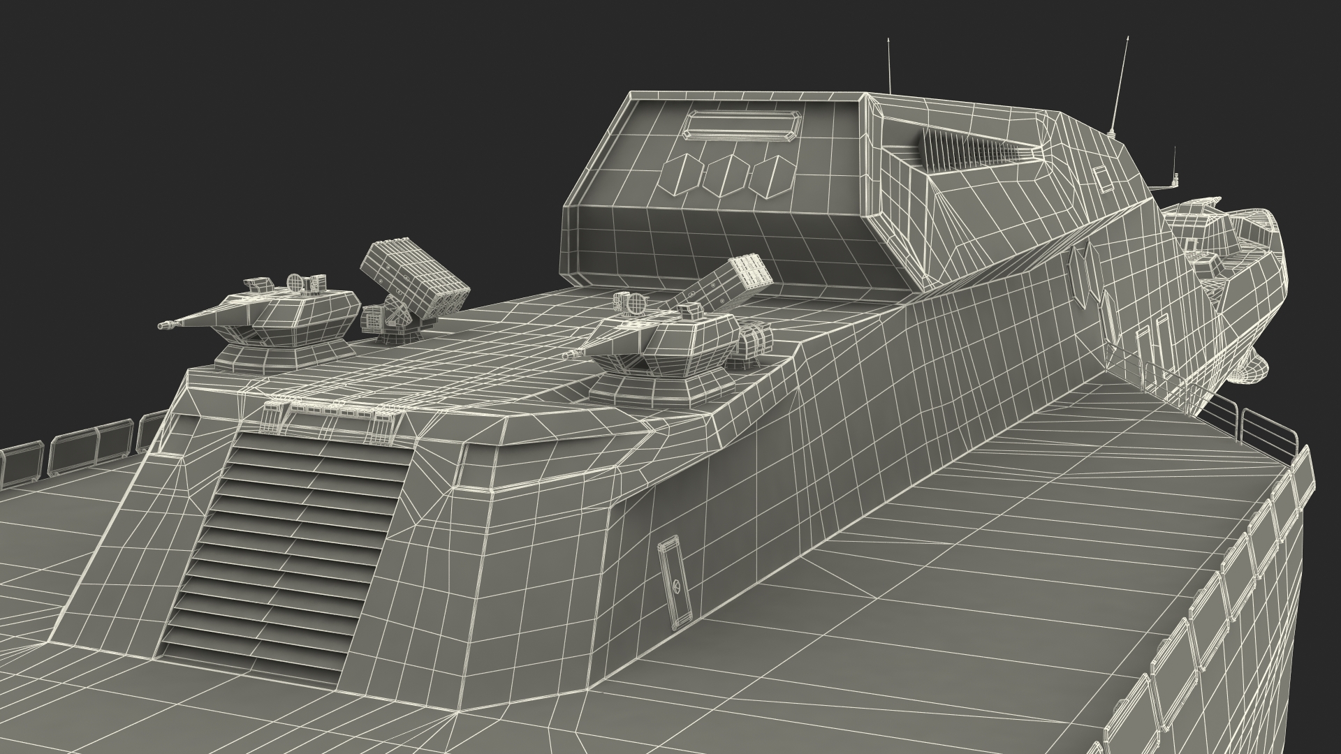 3D model Blue Shark Frigate Rigged