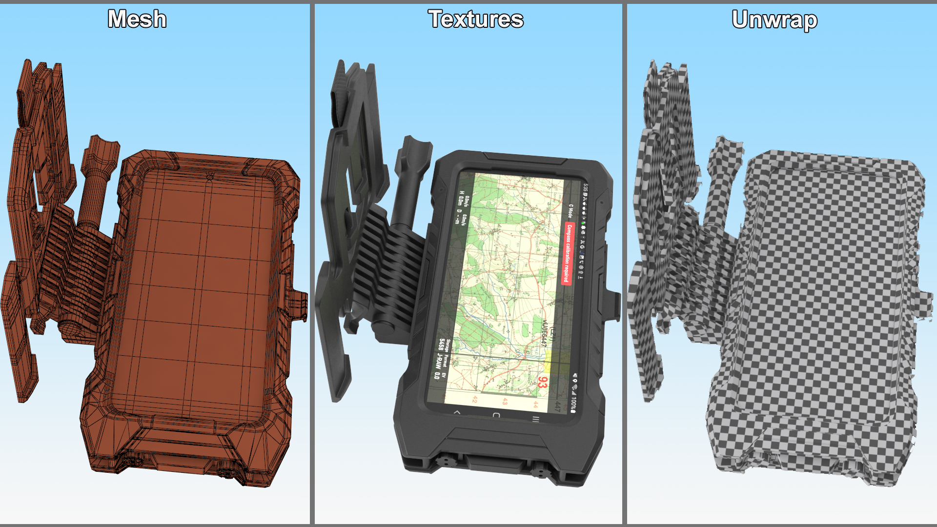 3D model Durable Military Smartphone with Holder Black