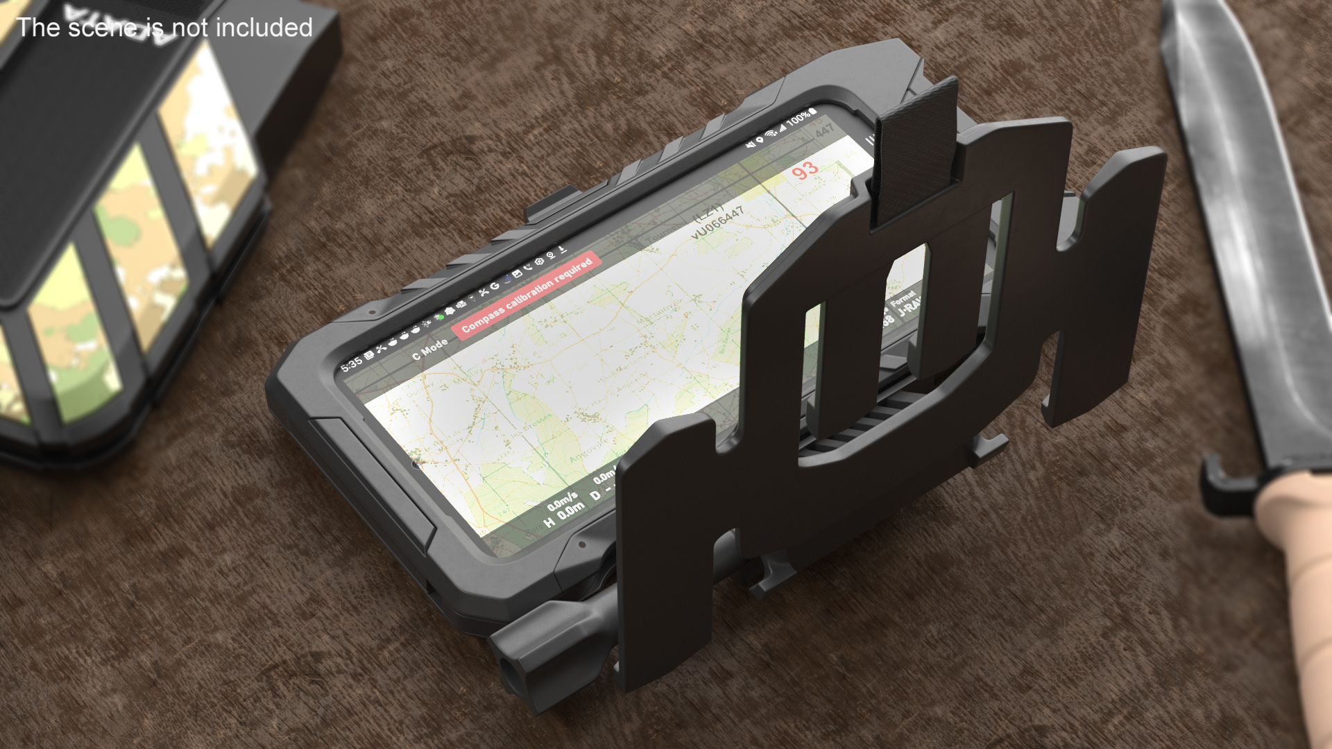 3D model Durable Military Smartphone with Holder Black