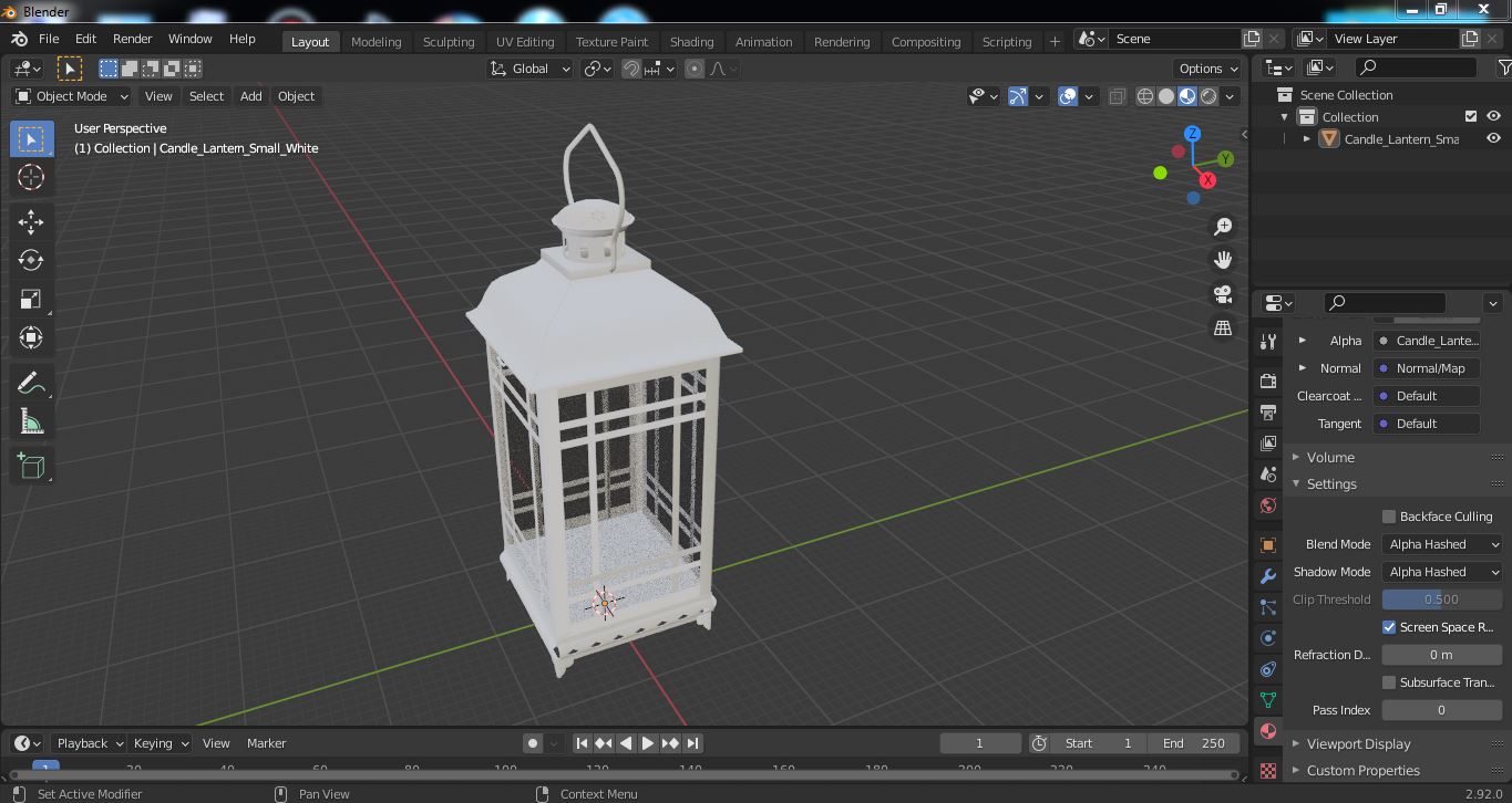 3D Candle Lantern Small White