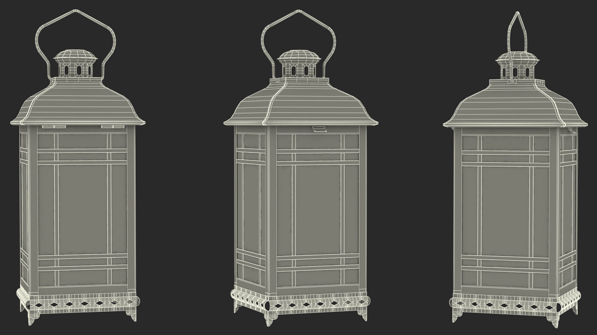 3D Candle Lantern Small White