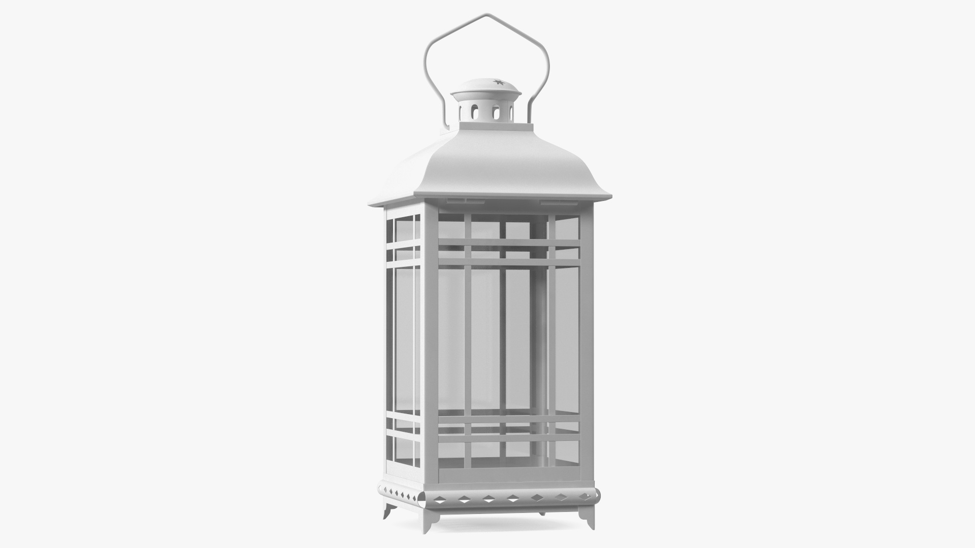 3D Candle Lantern Small White