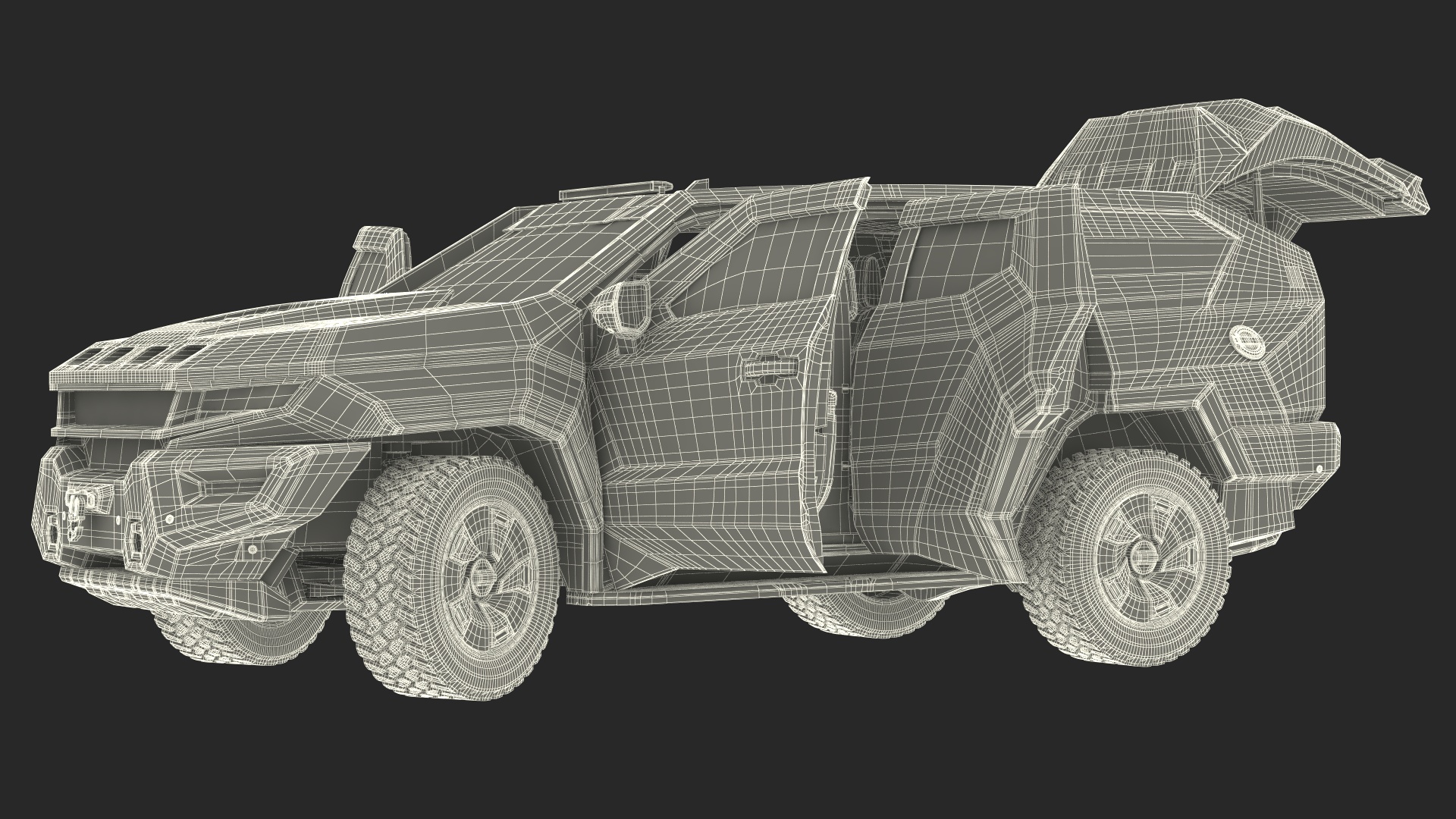 3D Armored Sand Colored SUV with Lights On Rigged