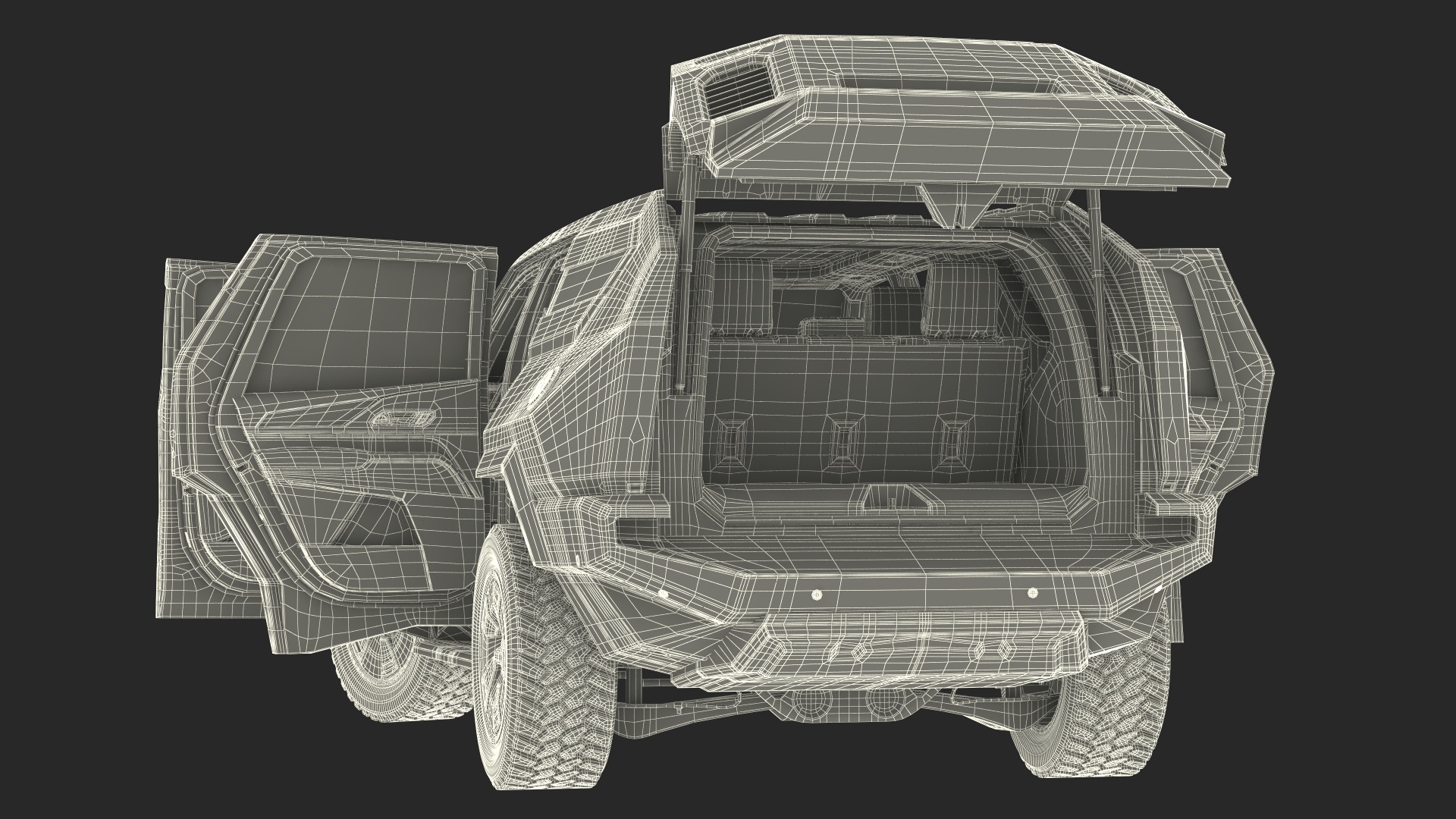 3D Armored Sand Colored SUV with Lights On Rigged