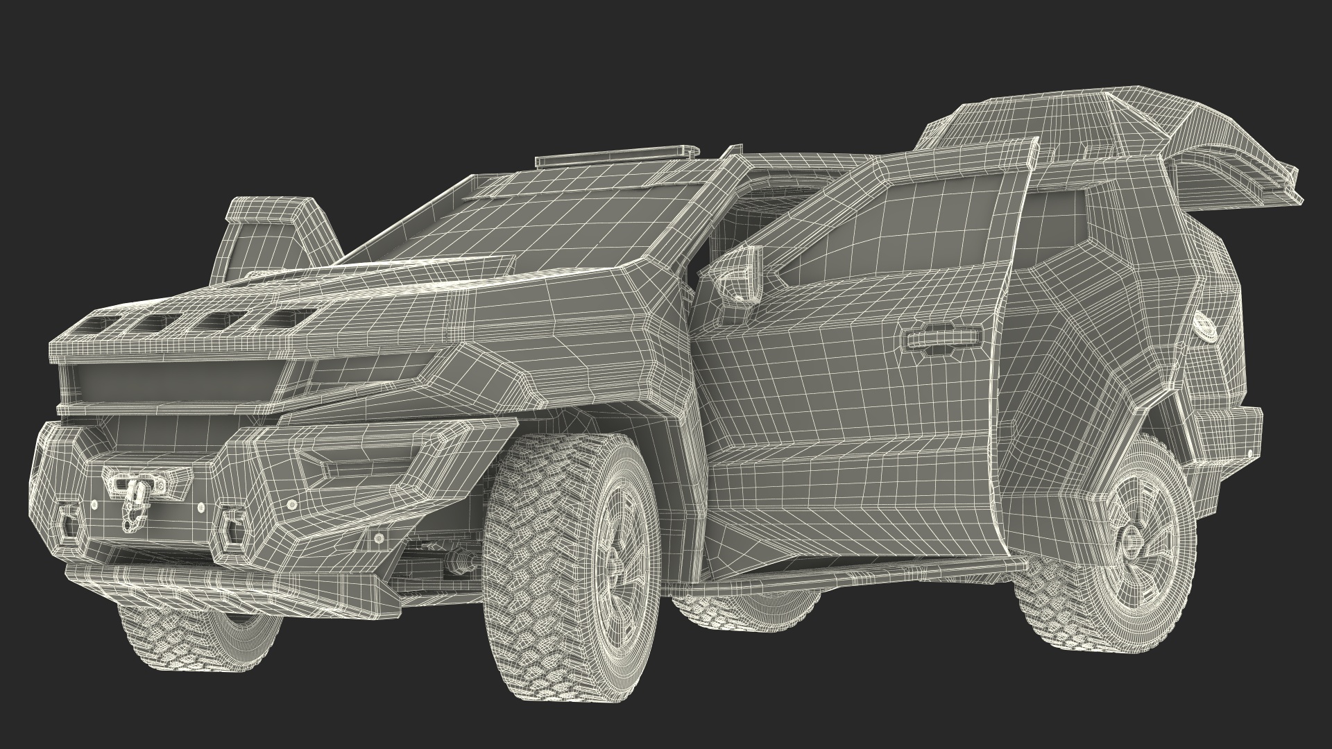 3D Armored Sand Colored SUV with Lights On Rigged