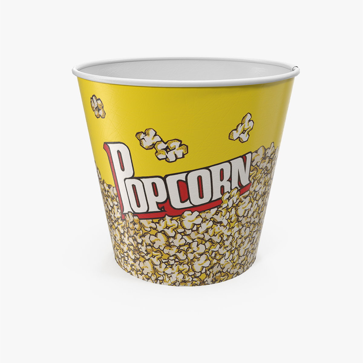 Empty Big Popcorn Bucket 3D Model, view 3