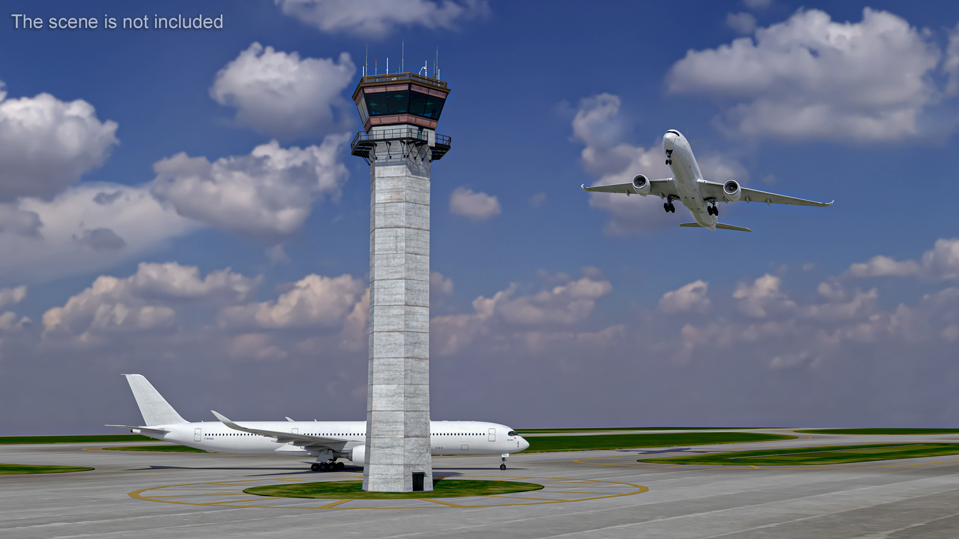 3D Control Tower and Airplane