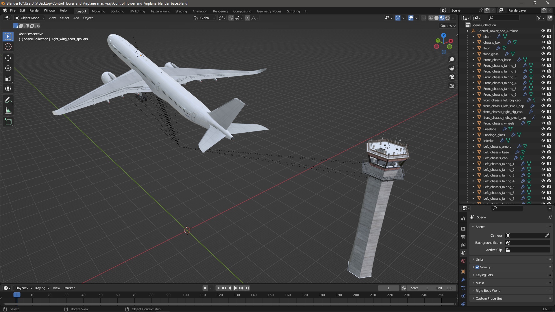 3D Control Tower and Airplane