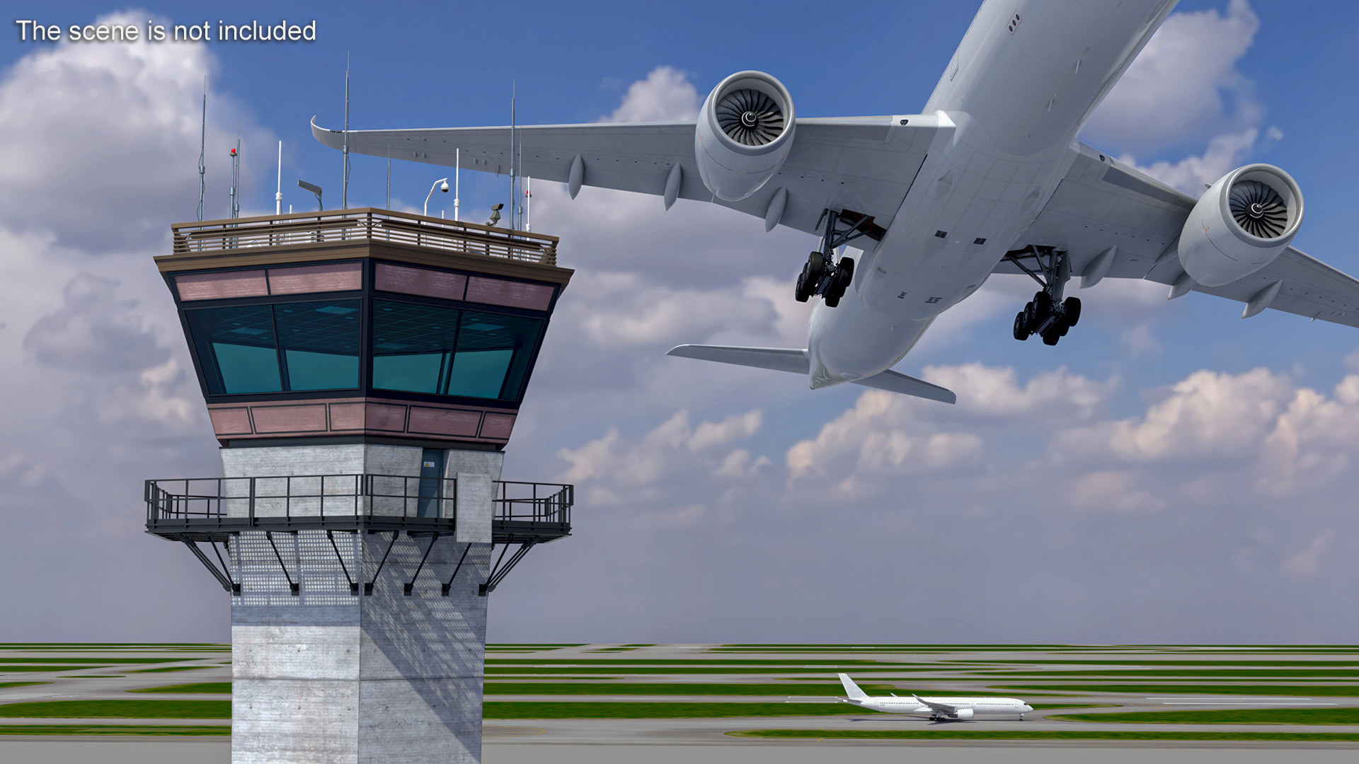 3D Control Tower and Airplane