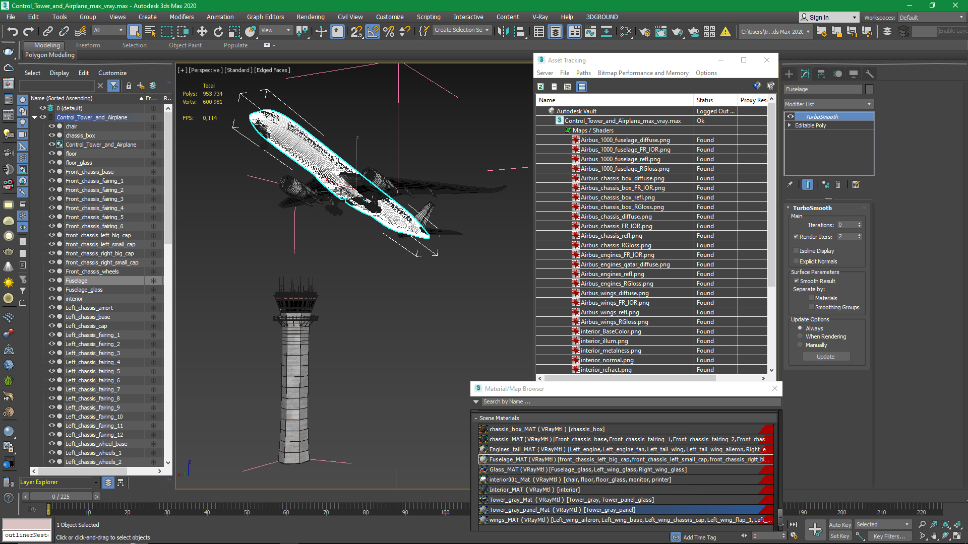 3D Control Tower and Airplane