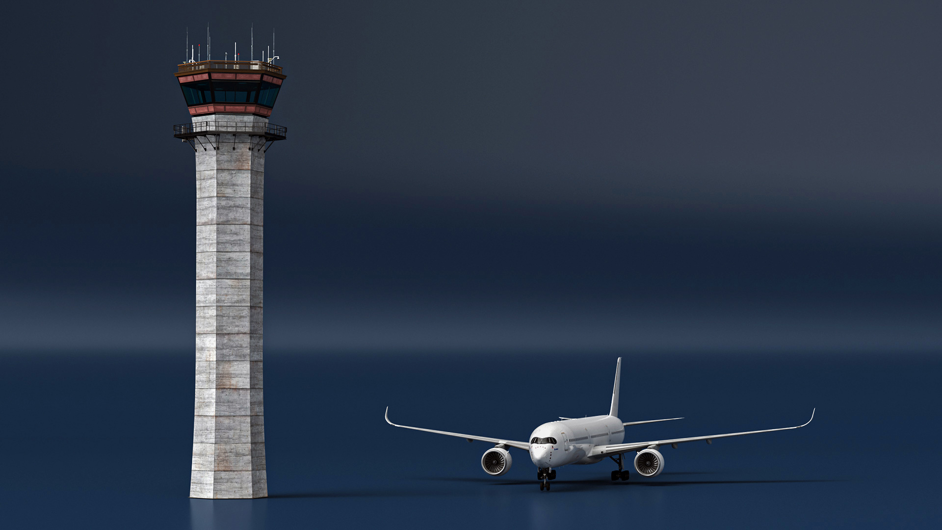 3D Control Tower and Airplane