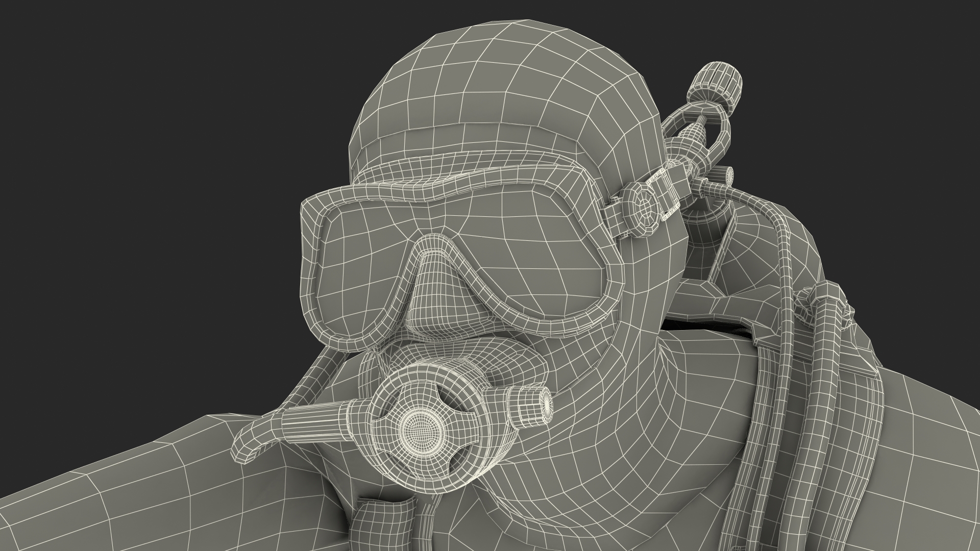 3D Diver with Underwater Speargun Rigged for Maya