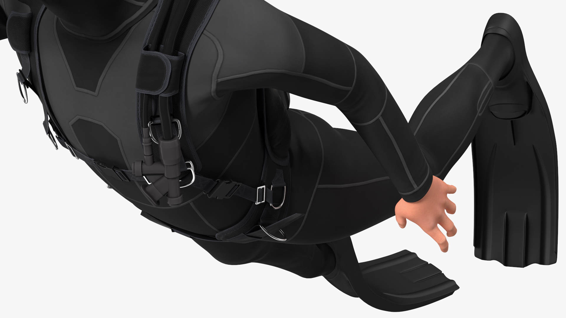 3D Diver with Underwater Speargun Rigged for Maya