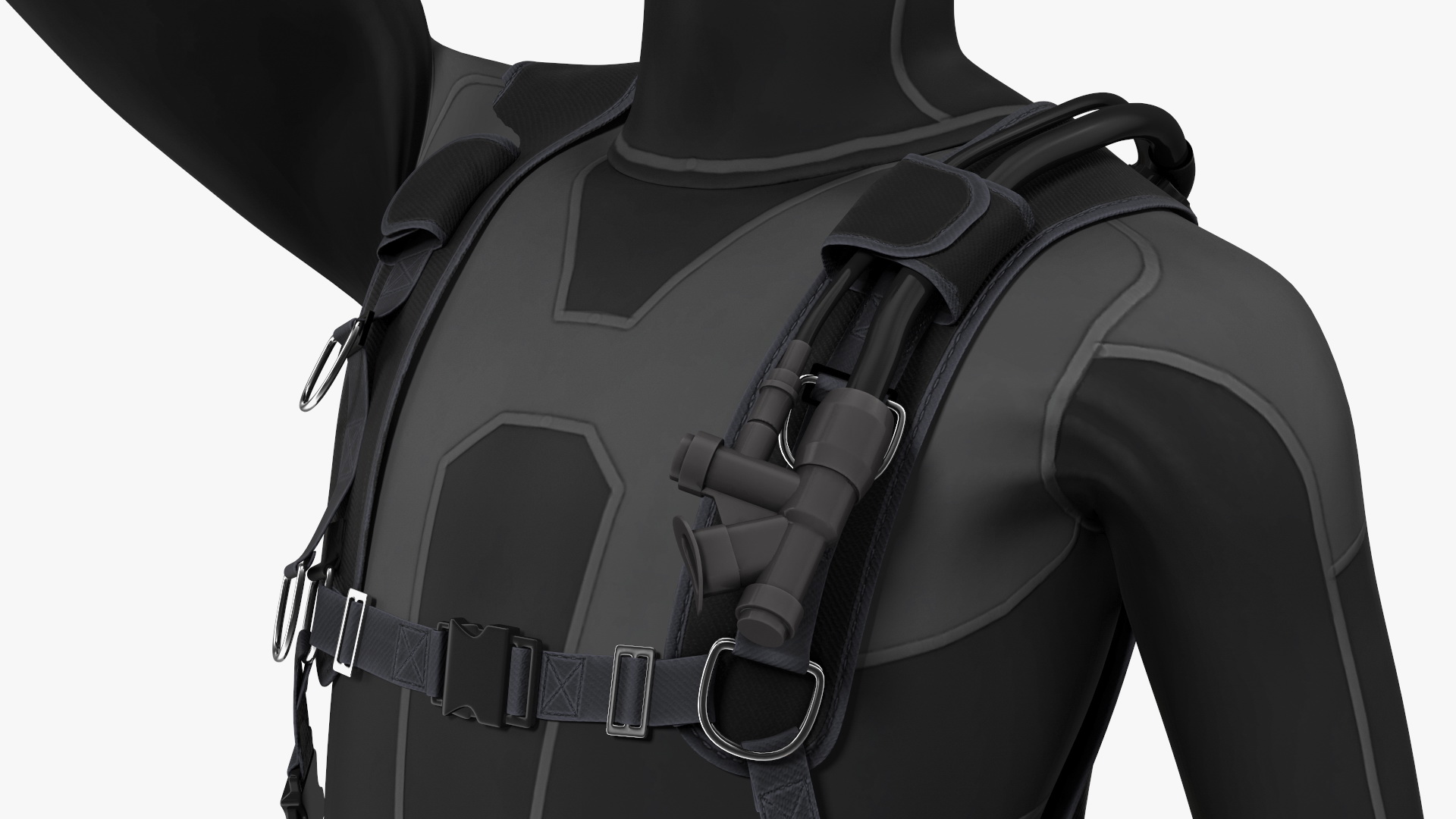 3D Diver with Underwater Speargun Rigged for Maya