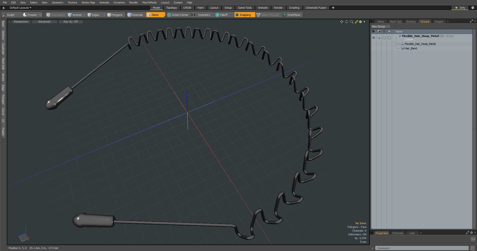 Flexible Hair Hoop Metal 3D model