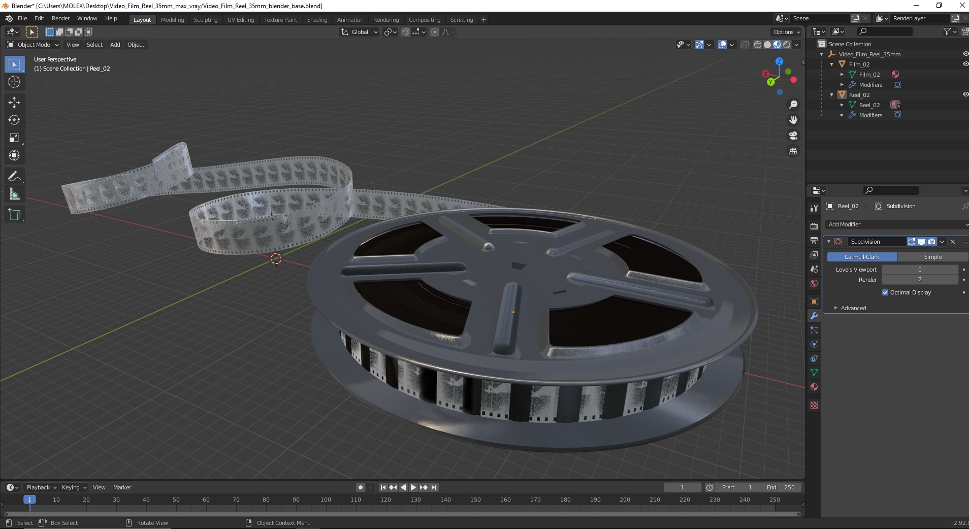 3D model Video Film Reel 35mm