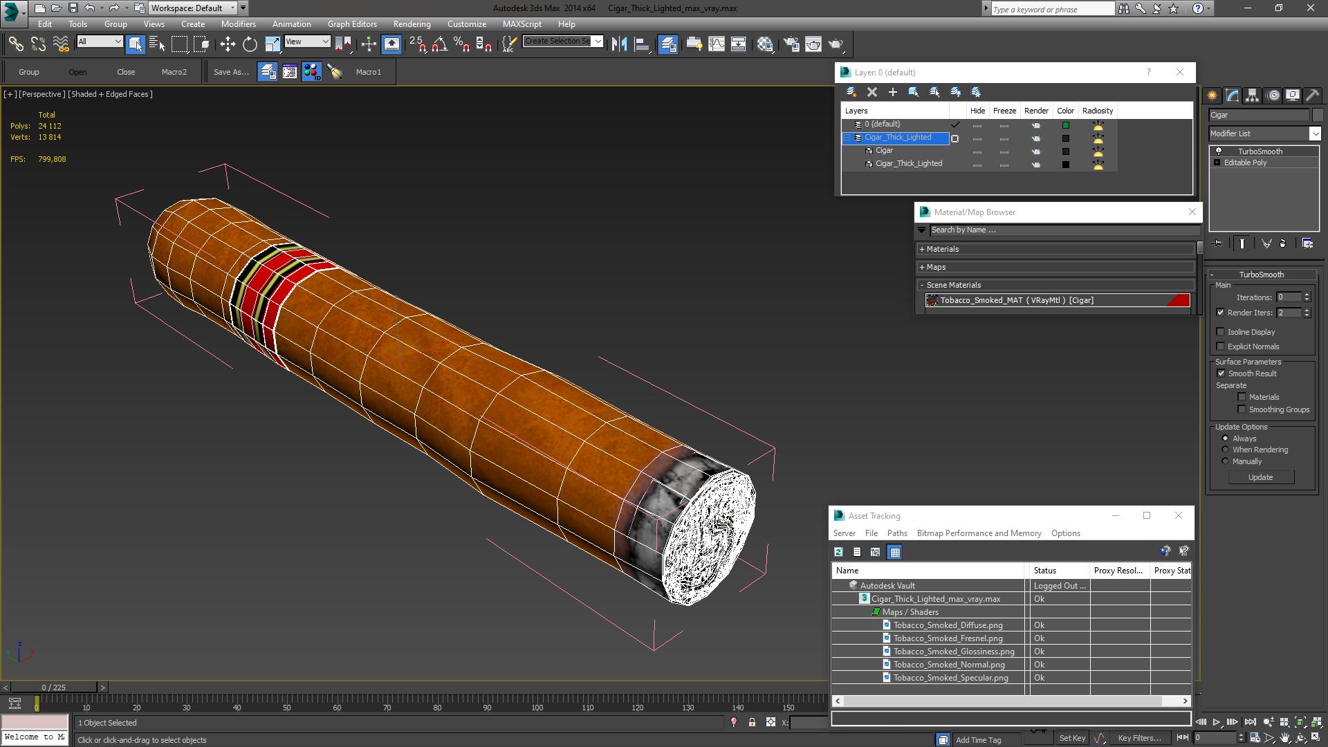 Cigar Thick Lighted 3D model