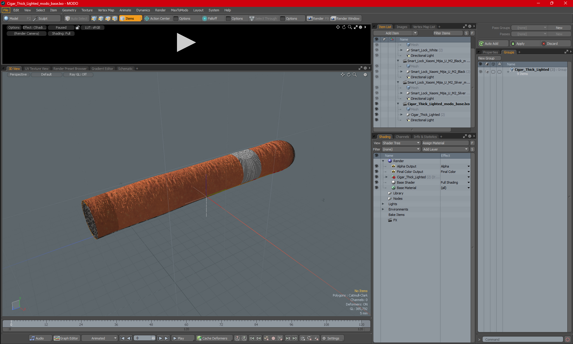 Cigar Thick Lighted 3D model