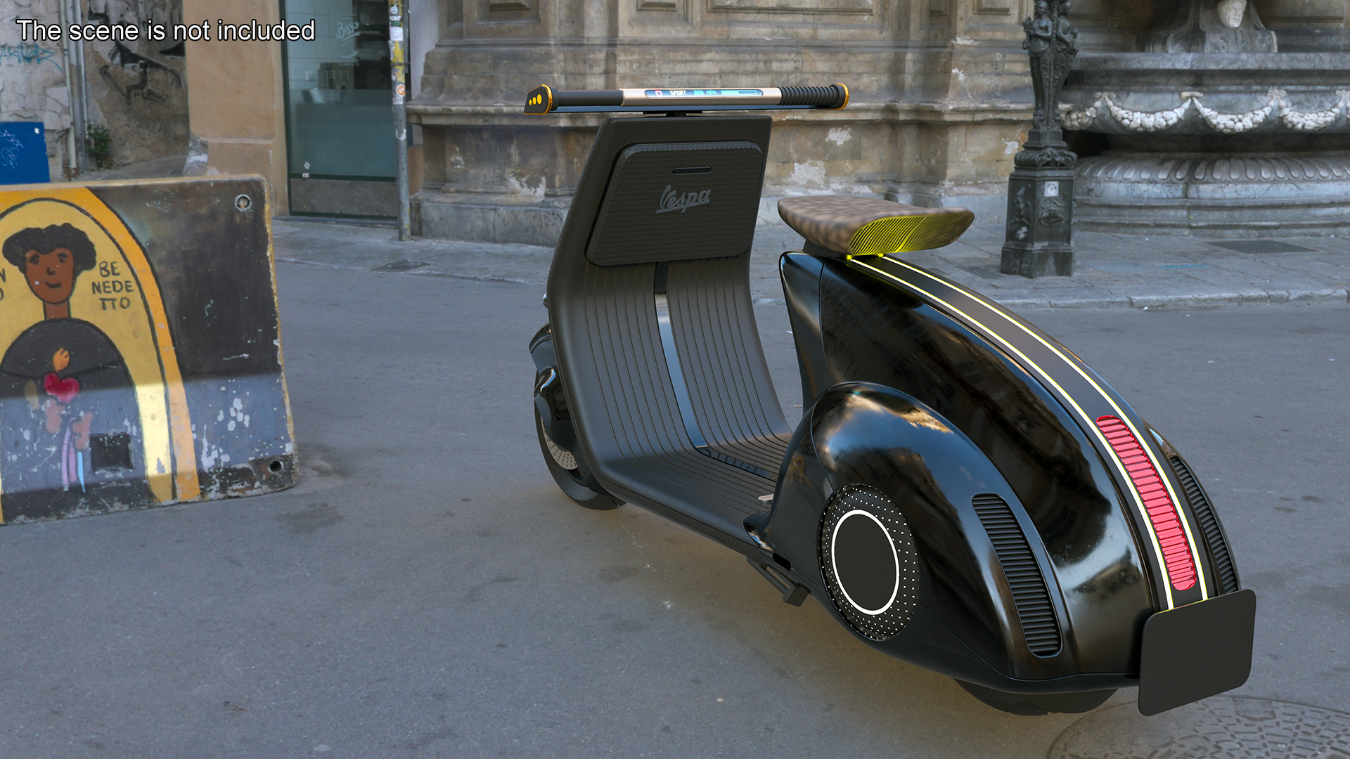 3D model Futuristic Black Electric Scooter Lights On Rigged