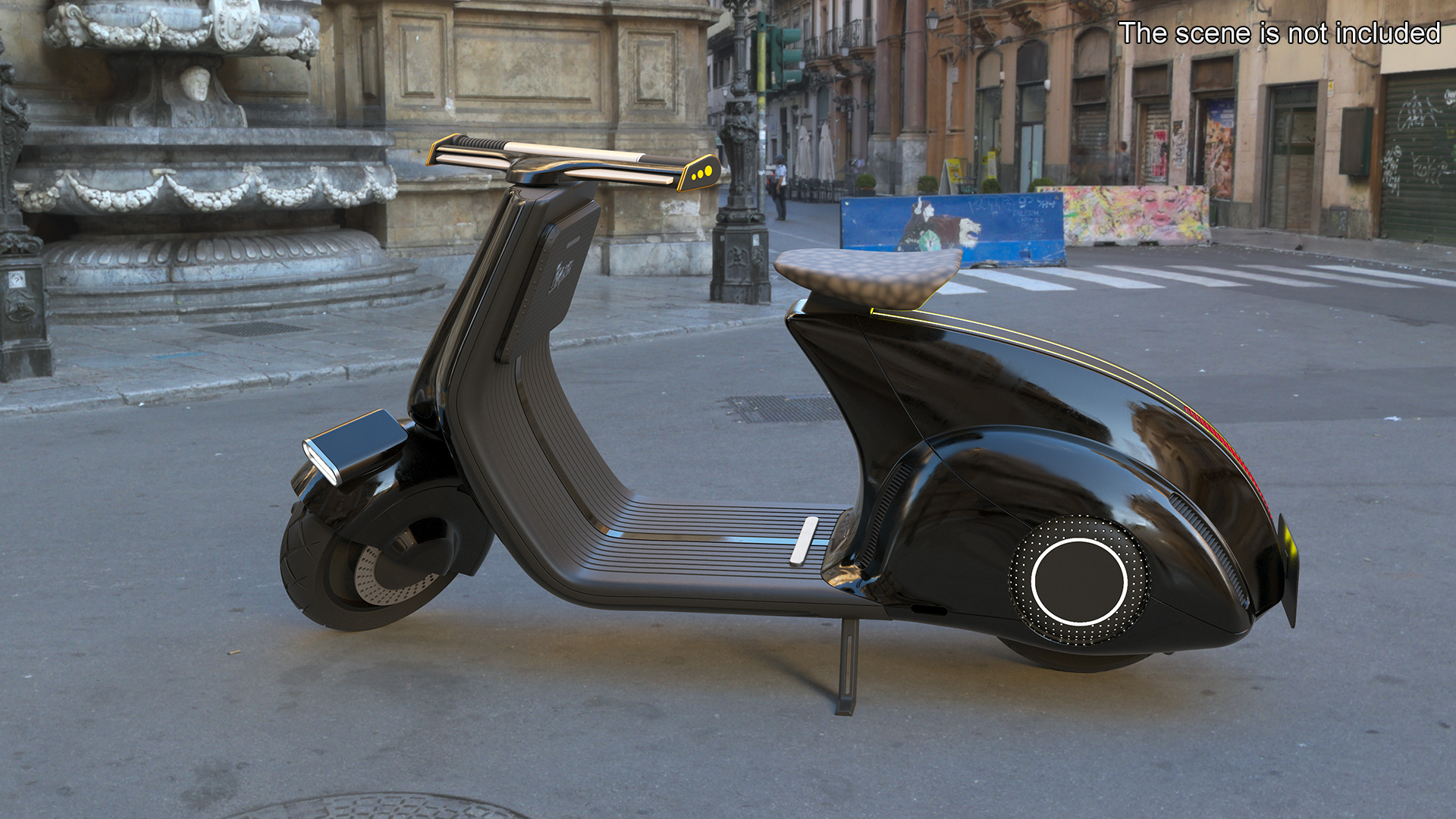 3D model Futuristic Black Electric Scooter Lights On Rigged