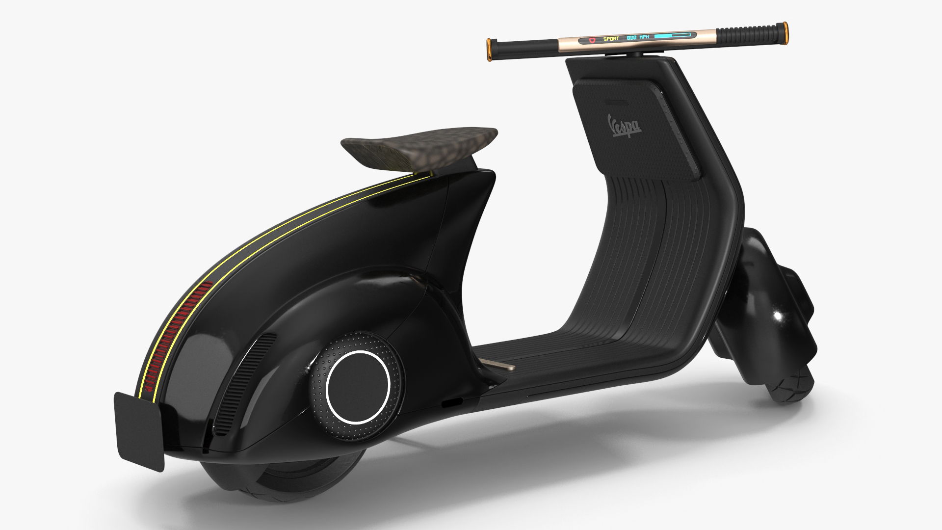 3D model Futuristic Black Electric Scooter Lights On Rigged