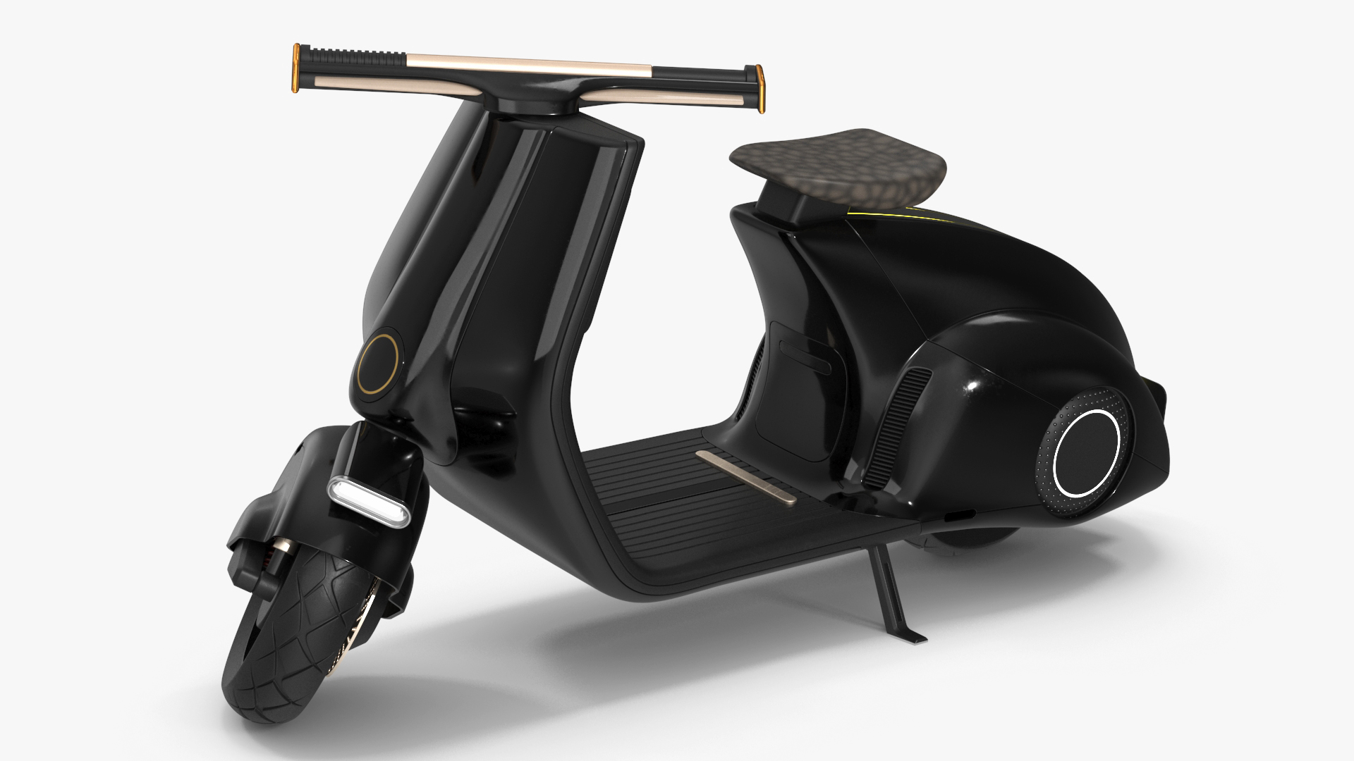 3D model Futuristic Black Electric Scooter Lights On Rigged