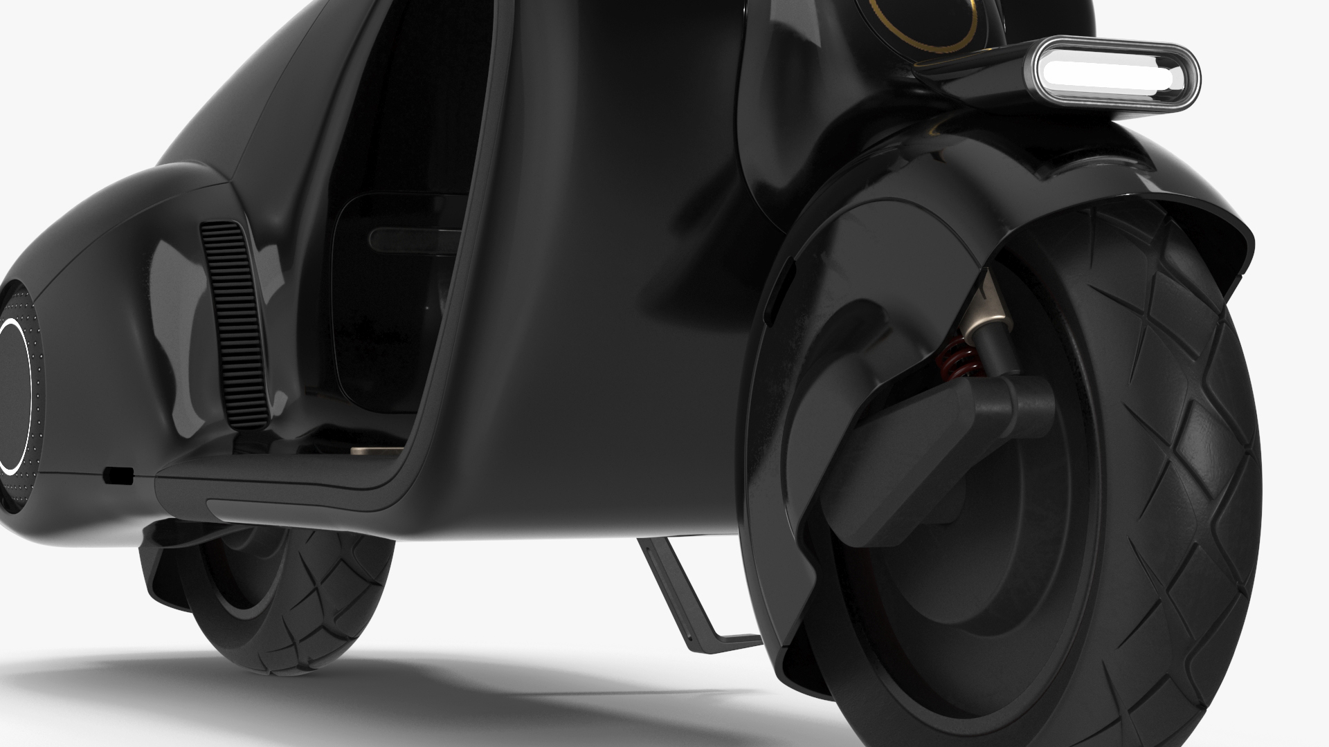 3D model Futuristic Black Electric Scooter Lights On Rigged