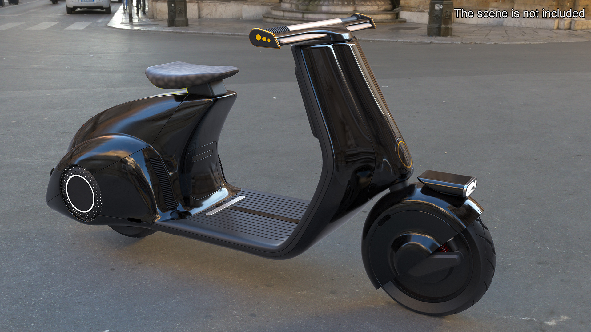 3D model Futuristic Black Electric Scooter Lights On Rigged