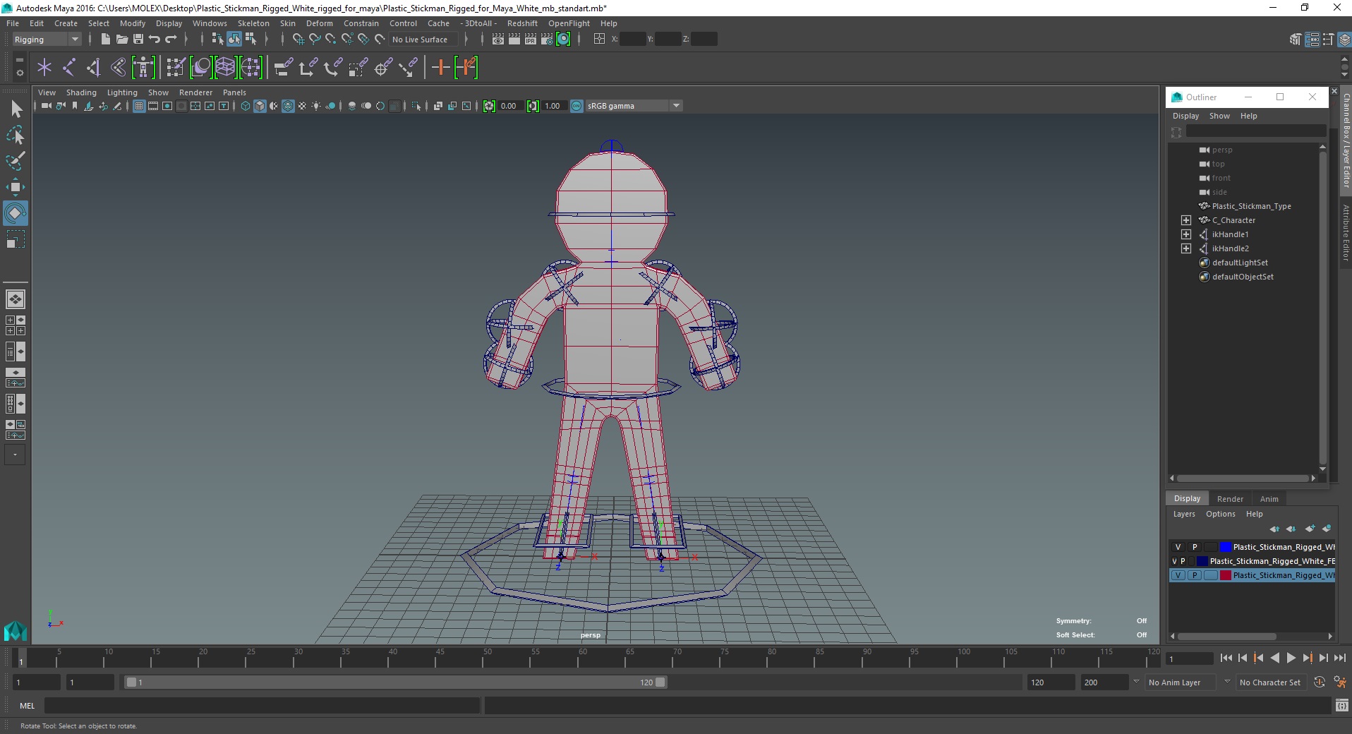 3D Plastic Stickman Rigged White for Maya model