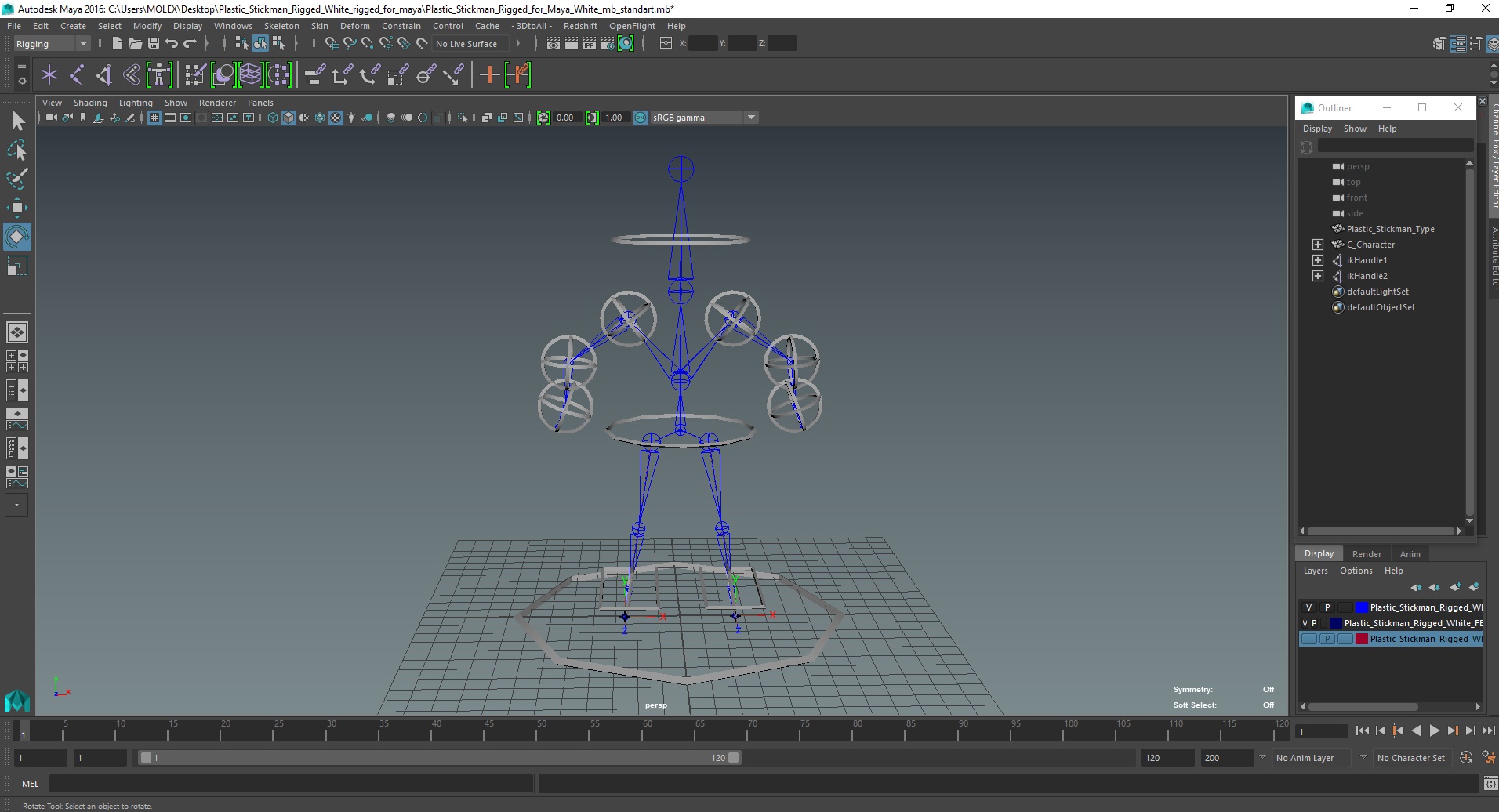 3D Plastic Stickman Rigged White for Maya model
