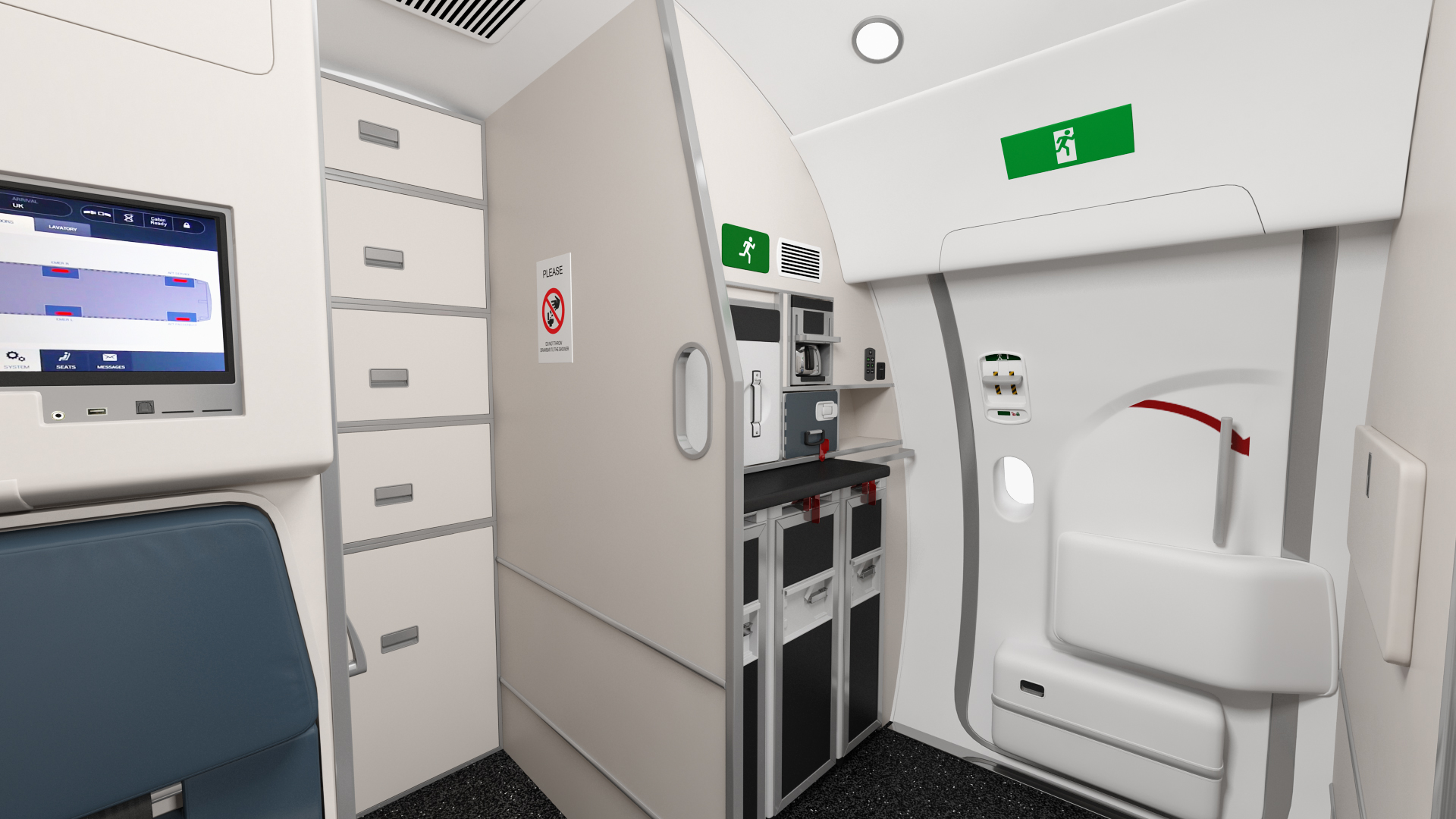 Airbus A220 100 Delta Detailed Interior 3D model