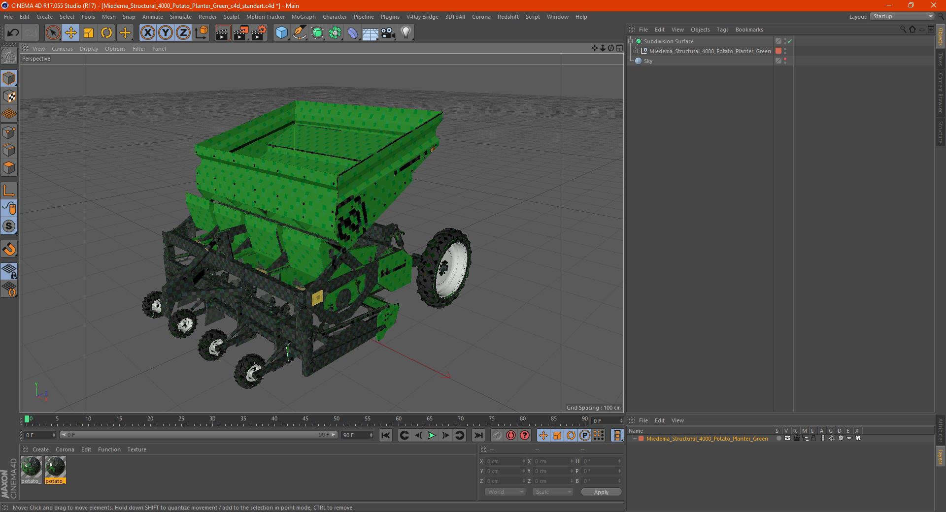 Miedema Structural 4000 Potato Planter Green 3D model