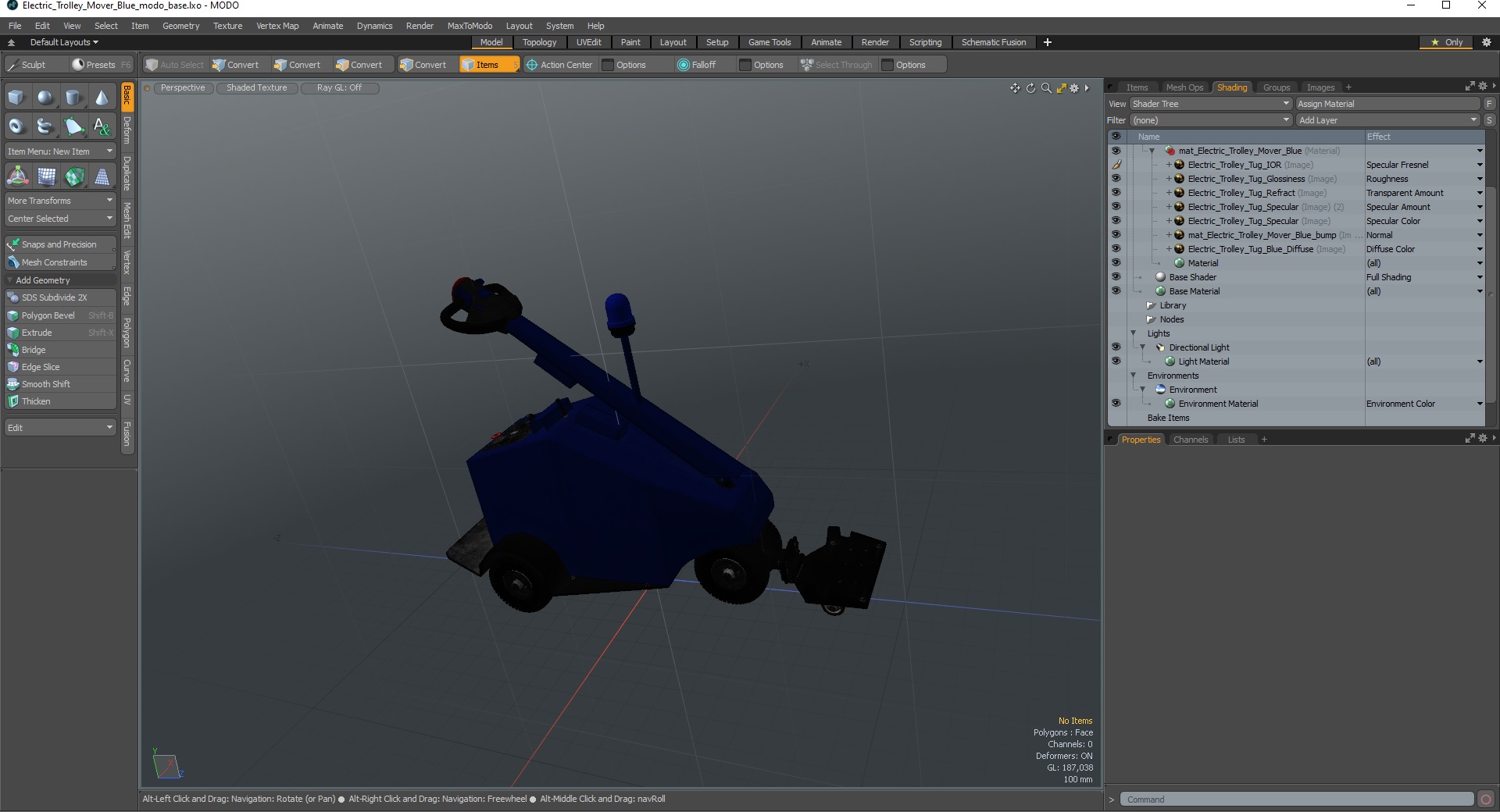 Electric Trolley Mover Blue 3D