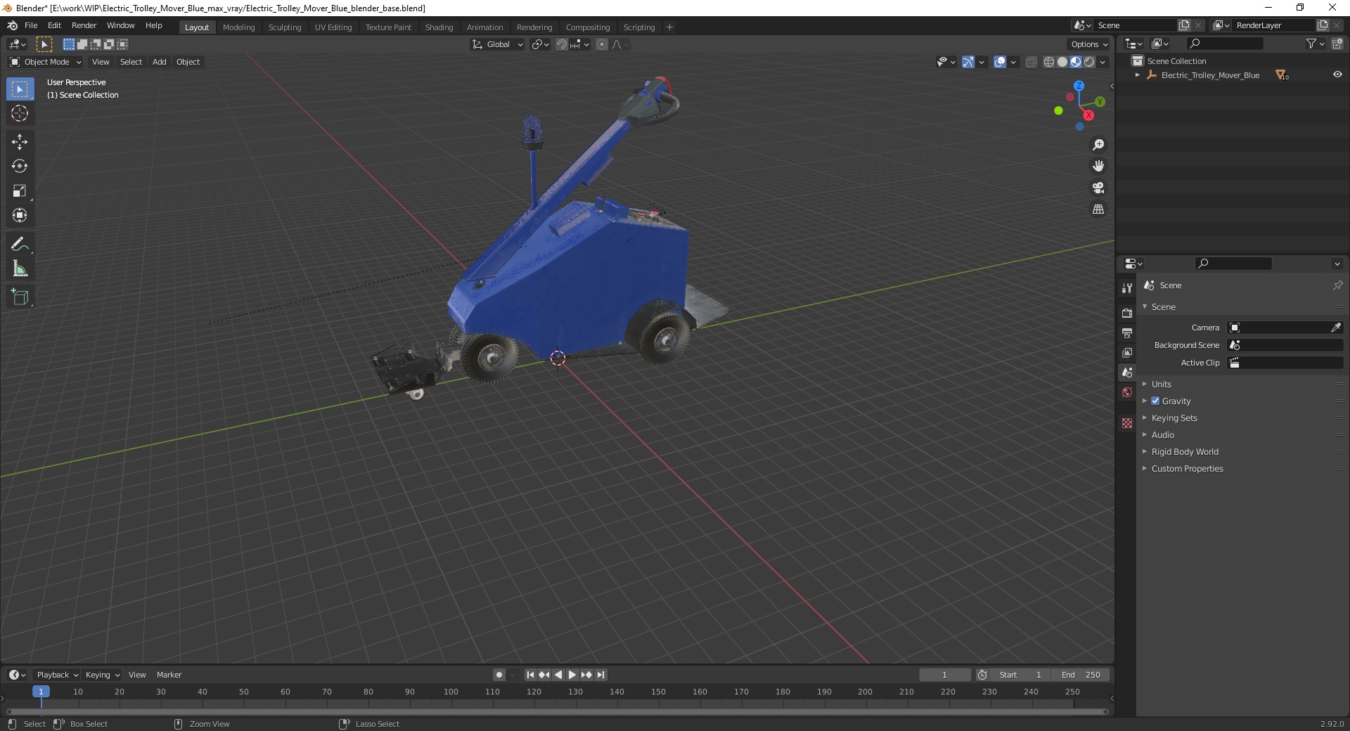 Electric Trolley Mover Blue 3D