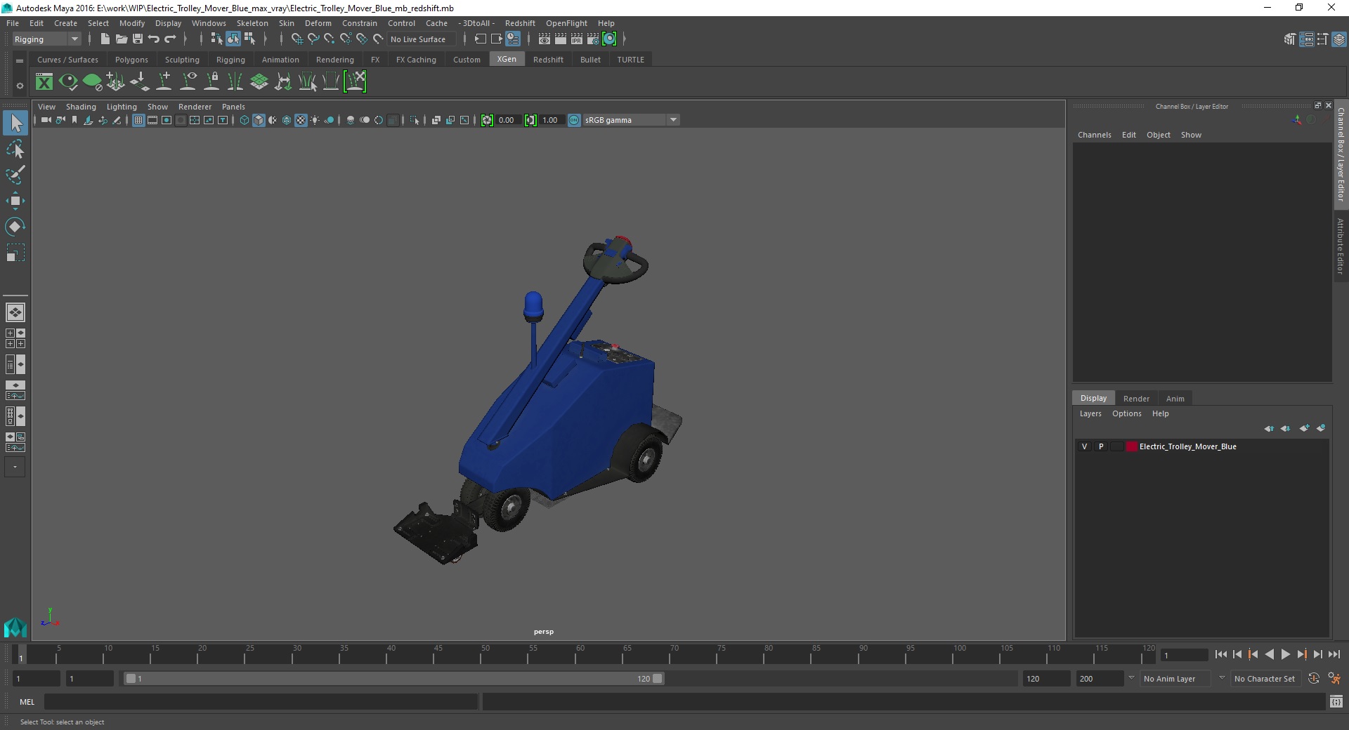 Electric Trolley Mover Blue 3D