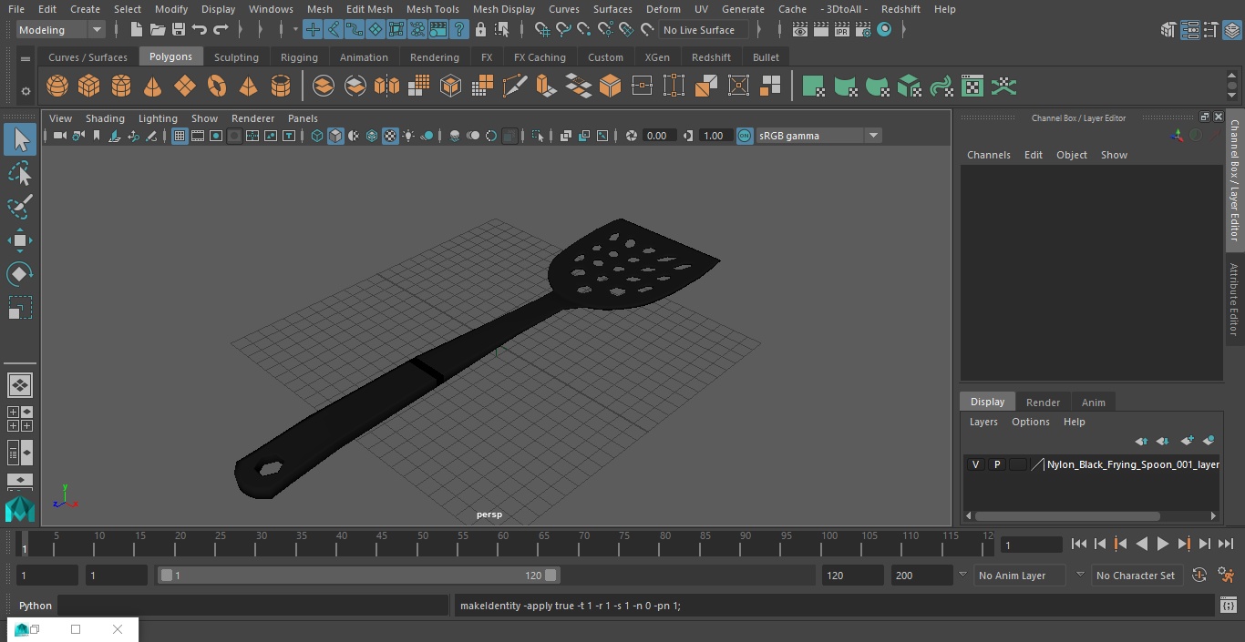 Nylon Black Frying Spoon 3D model