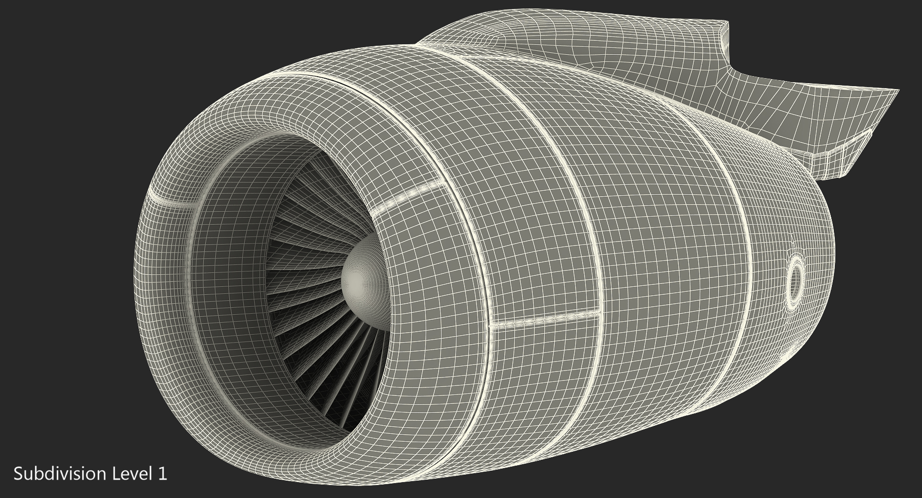 3D Aircraft Jet Turbofan Engine model