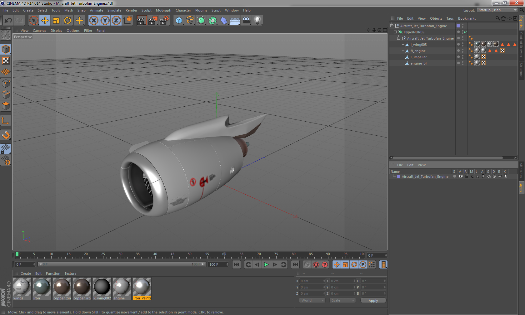 3D Aircraft Jet Turbofan Engine model