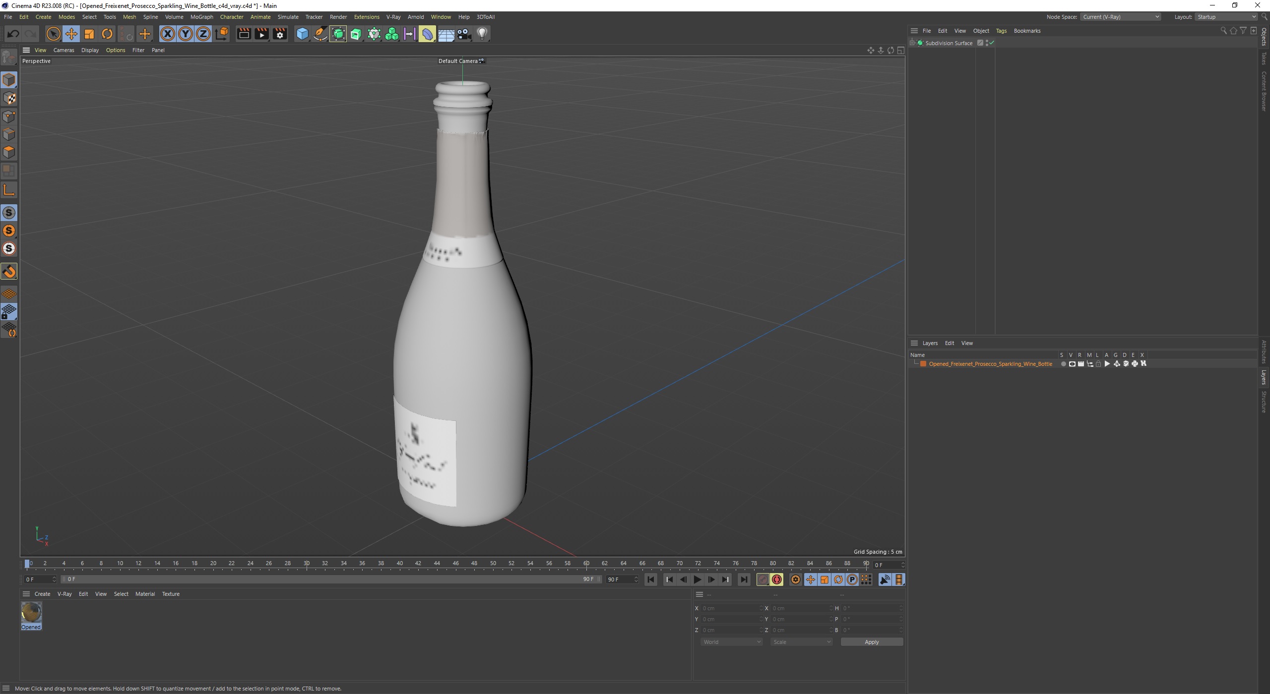 Opened Freixenet Prosecco Sparkling Wine Bottle 3D