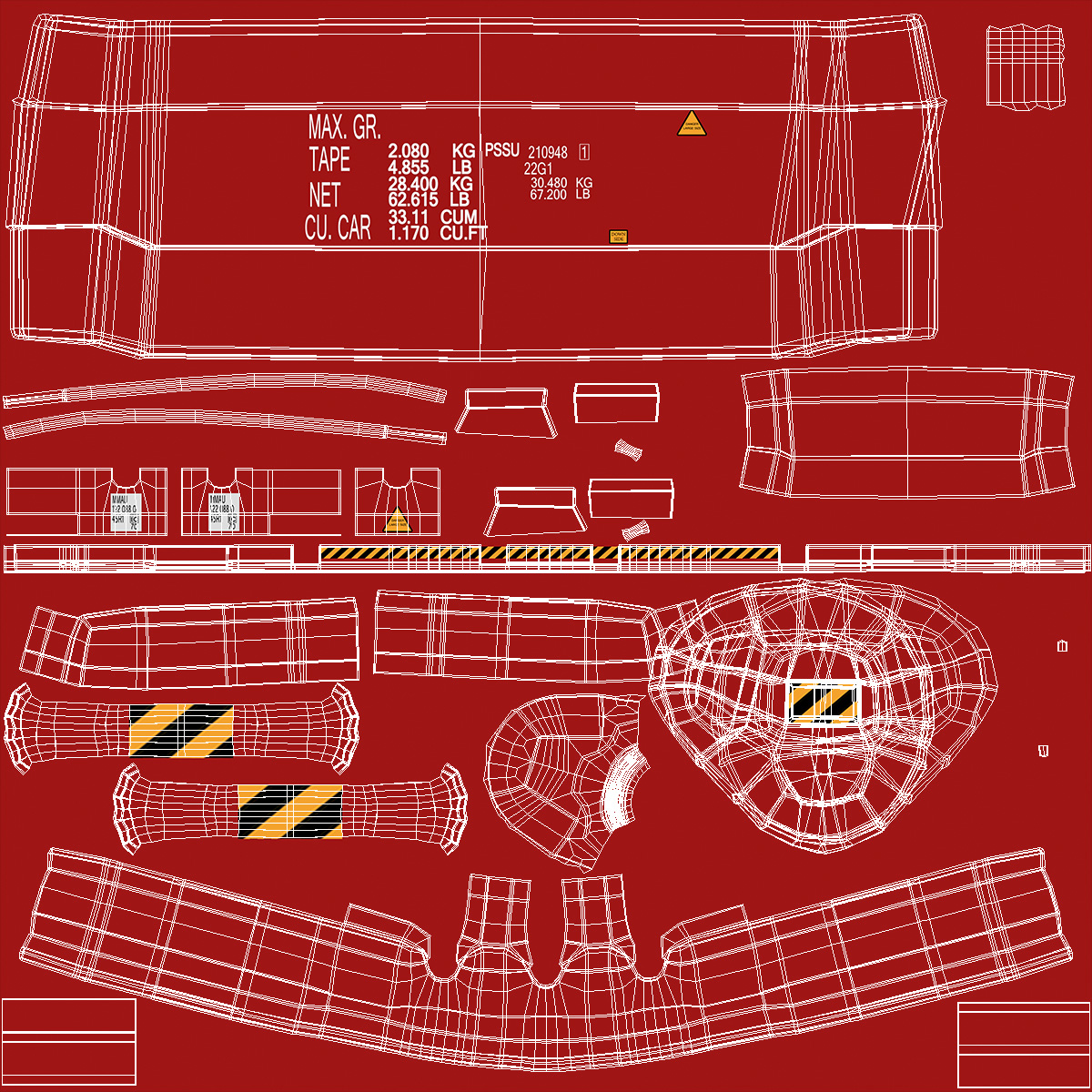 3D Rectangular Flat Rack Collapsible model